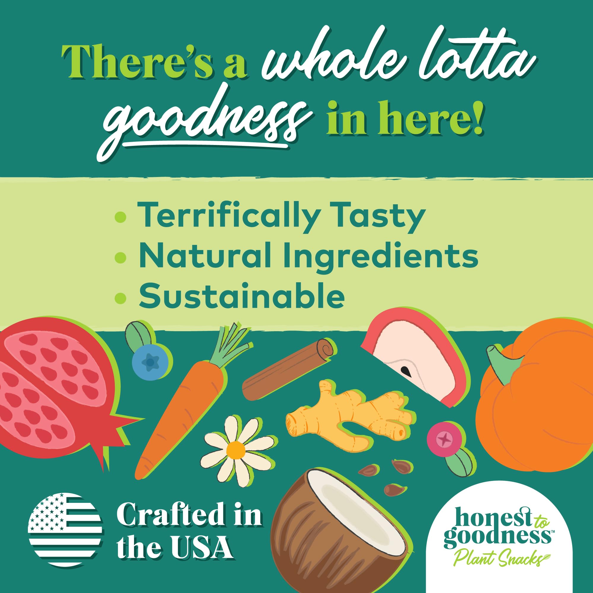 Honest to Goodness Plant Snacks Dog Treats, Enriched with Omega 3s & Postbiotics, 8oz Variety Pack, 6 Bags Honest to GoodnessAu supplements