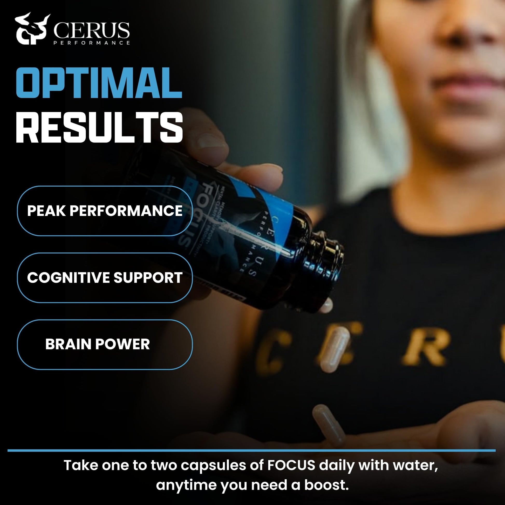 Cerus Performance Focus Nootropic Supplement - Enhances Mental Clarity, Boosts Memory & Cognitive Function, Improves Alertness - Ideal for Athletes & Fitness Enthusiasts - 60 Capsules CerusAu supplements