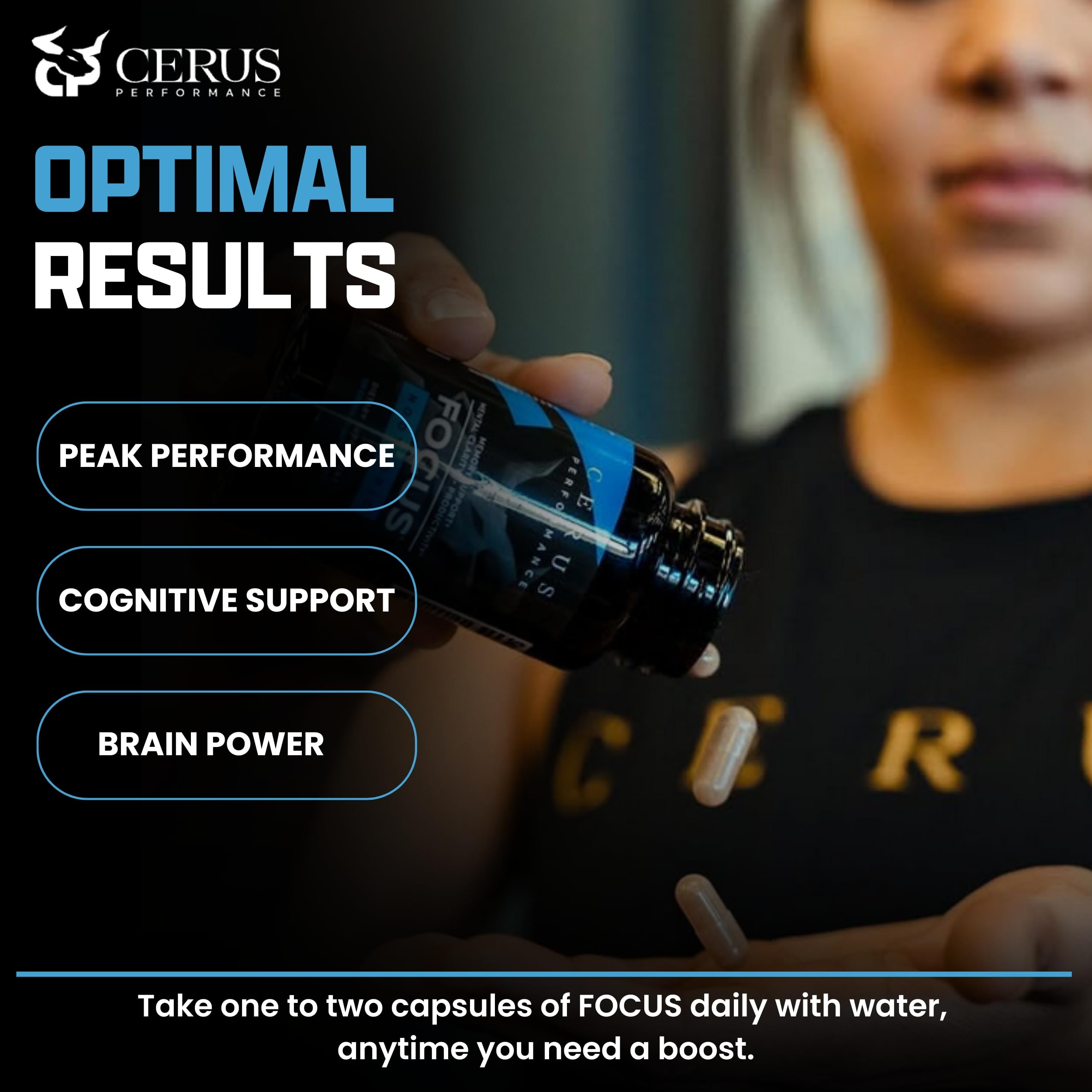Cerus Performance Focus Nootropic Supplement - Enhances Mental Clarity, Boosts Memory & Cognitive Function, Improves Alertness - Ideal for Athletes & Fitness Enthusiasts - 60 Capsules CerusAu supplements