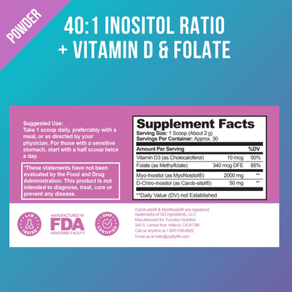 Premium Inositol Supplement Bundle - Myo-Inositol and D-Chiro Inositol Plus Folate OptifyUS supplements