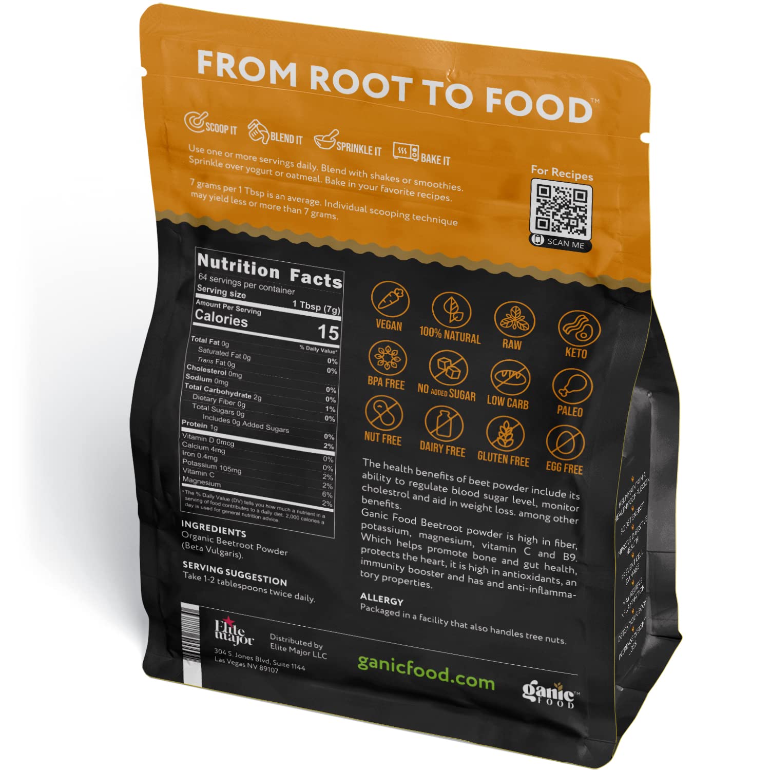 Ganic Food Organic Beetroot Powder, 16 Ounces Ganic FoodAu supplements