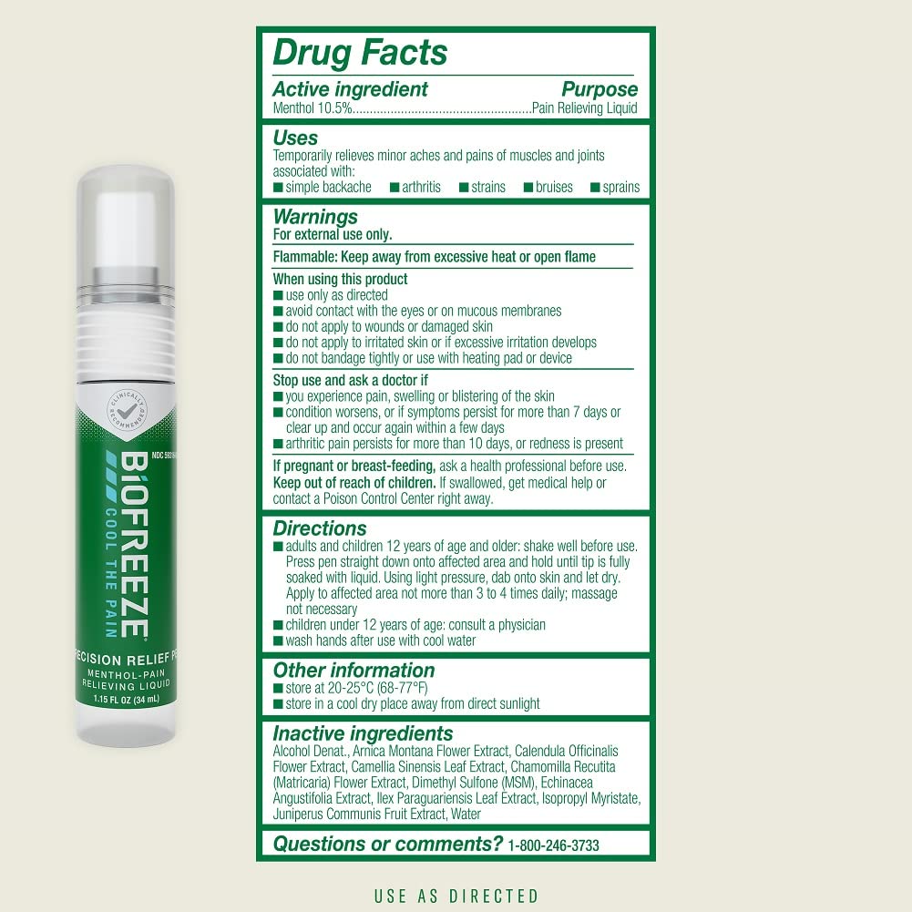 Biofreeze Precision Pain Relief Pen, Arthritis Pain Reliever, Mess-Free Cooling Joint Pain Relief, Menthol Pain Relief Liquid 1.15 Fl Oz BiofreezeAu supplements
