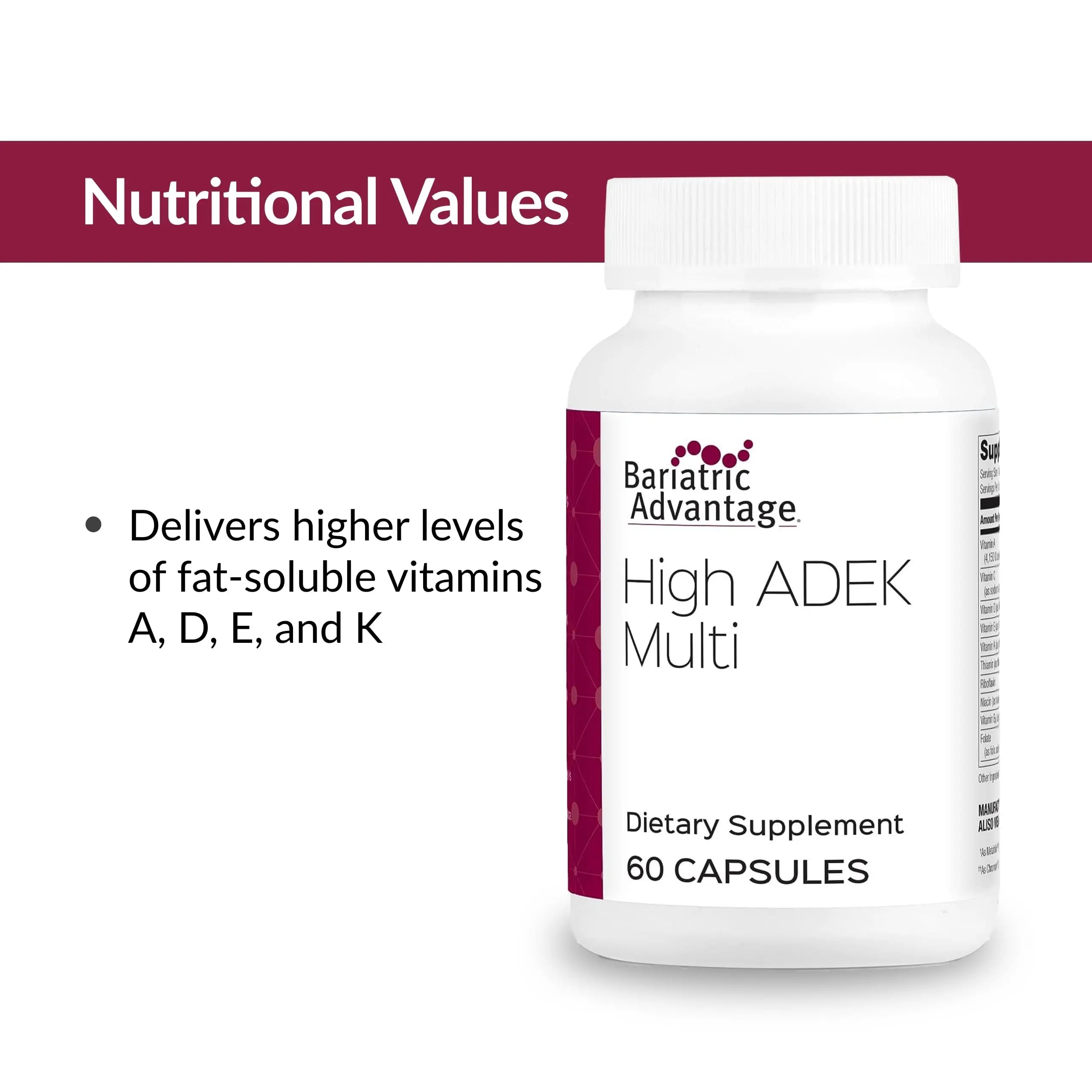 Bariatric Advantage High ADEK Multi - for Bariatric Surgery Patients - Multivitamin with Vitamins A, D, E, K & Trace Minerals Bariatric AdvantageAu supplements
