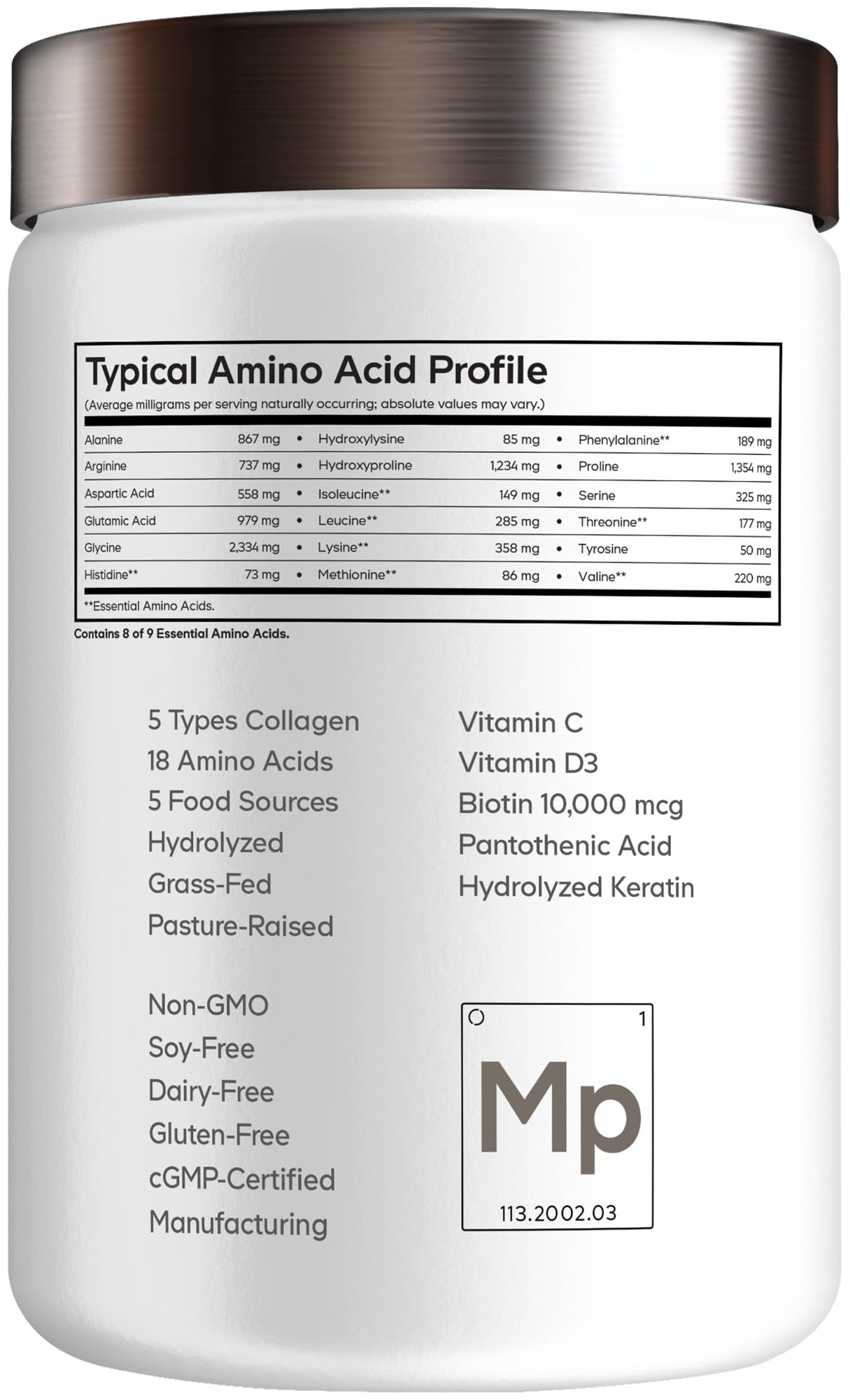 Codeage Multi Collagen for Women & Men Biotin 10000mcg Keratin, Protein Powder Vitamin C B6 D3, Hyaluronic Acid, Niacin - Hydrolyzed Collagen Coffee Creamer 5 Types - Unflavored - Non-GMO - 11.5oz CodeageAu supplements