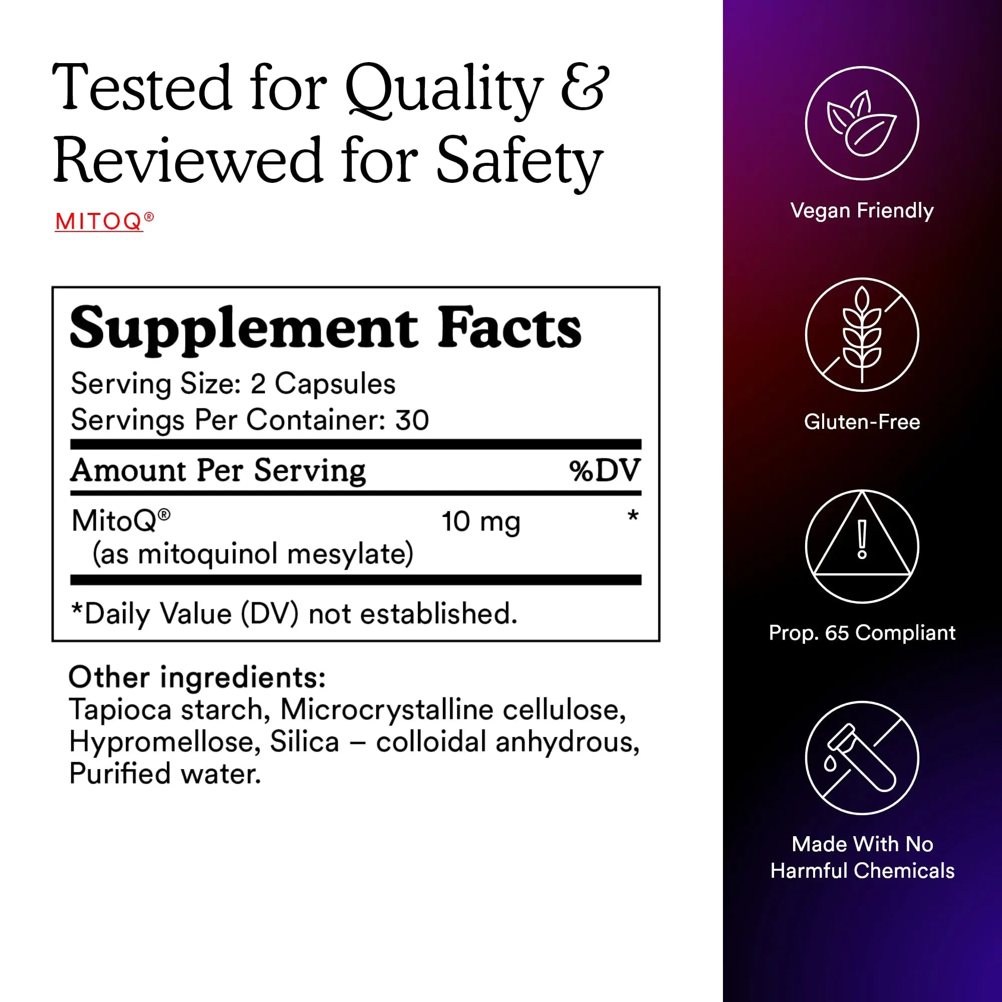 MitoQ Pure Advanced Mitochondria Supplement Superior Bioavailability to CoQ10 | Reduces Free Radical Damage for Healthy Aging, Metabolism, Heart Health, Energy, Strength & Mobility MitoQnz supplements