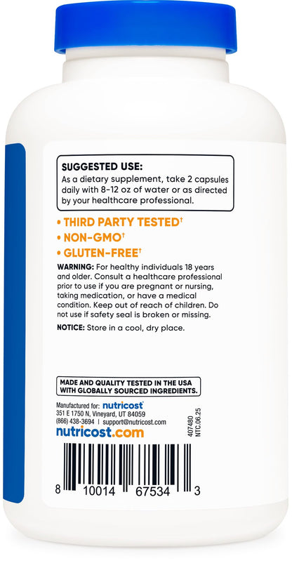Nutricost Alpha Lipoic Acid 600mg Per Serving, 240 Capsules - Gluten Free, Vegetarian Capsules, Soy Free & Non-GMO NutricostUS supplements