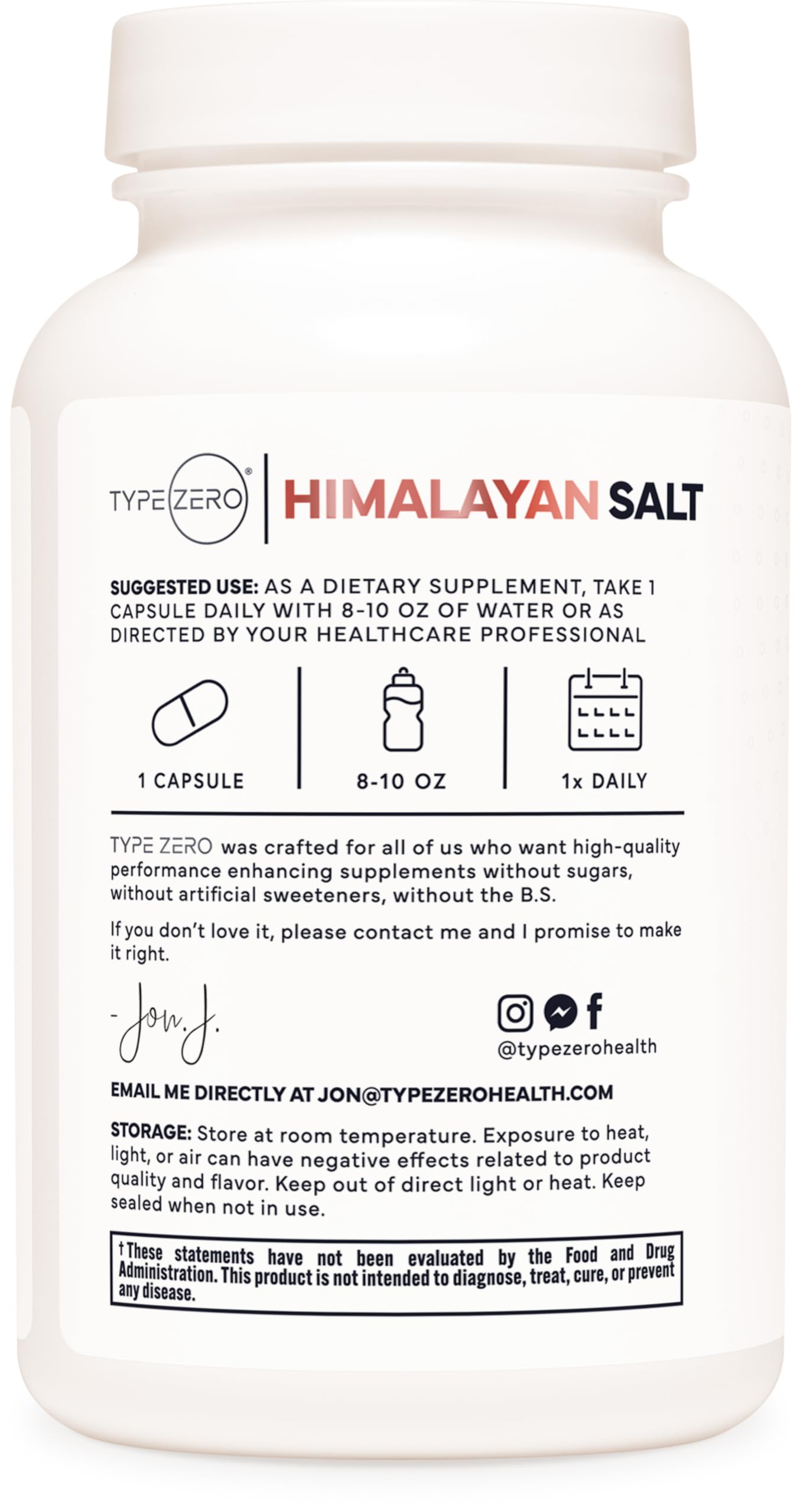 Type Zero Himalayan Rock Salt Capsules (120 Capsules) (1000mg per Serving) Type ZeroUS supplements