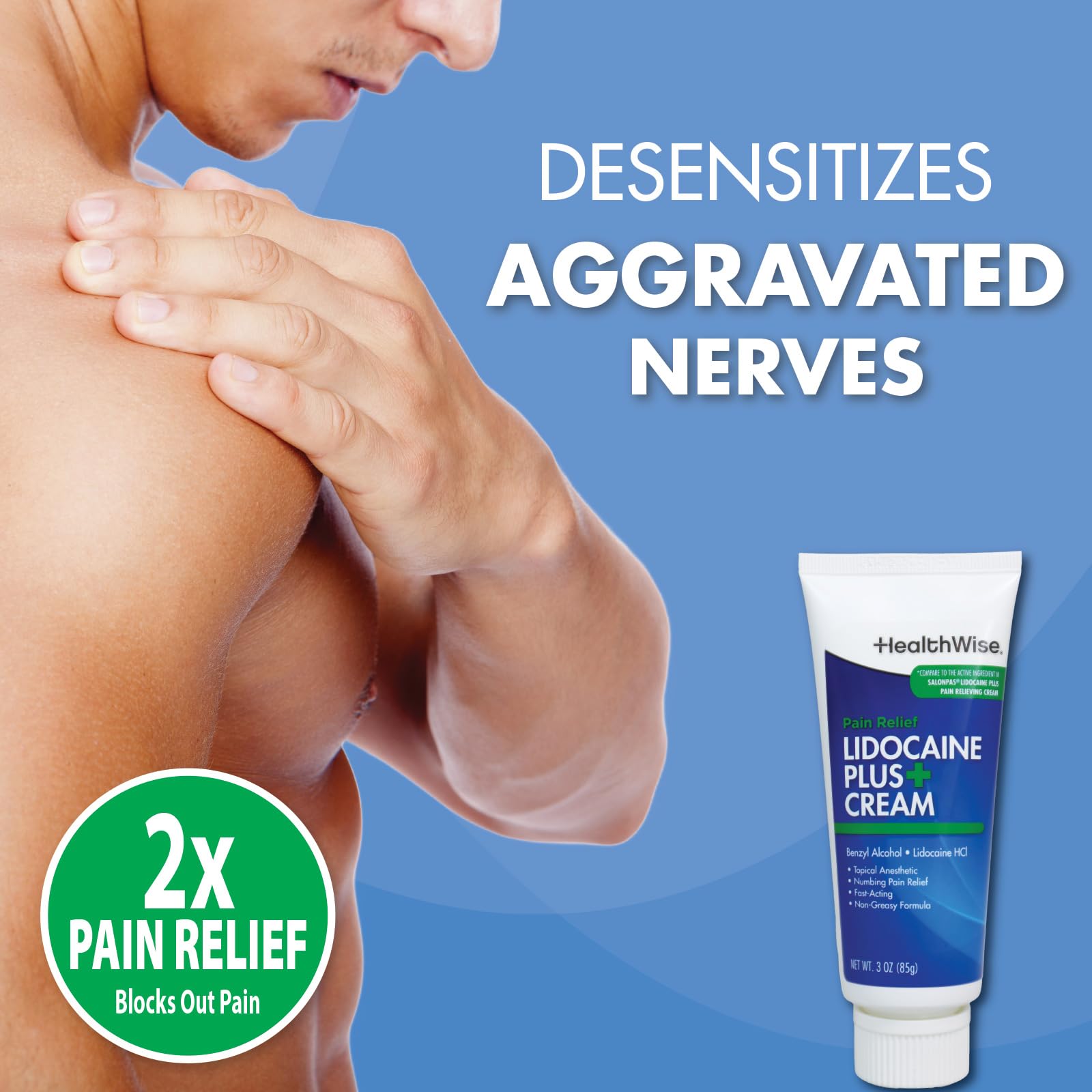 HealthWise Lidocaine Plus+ Cream | Numbs Away Pain | | Non-Greasy | 3.0 Oz | 4% OTC Lidocaine + 10% Benzyl Alcohol | Topical Anesthetic HealthWiseAu supplements