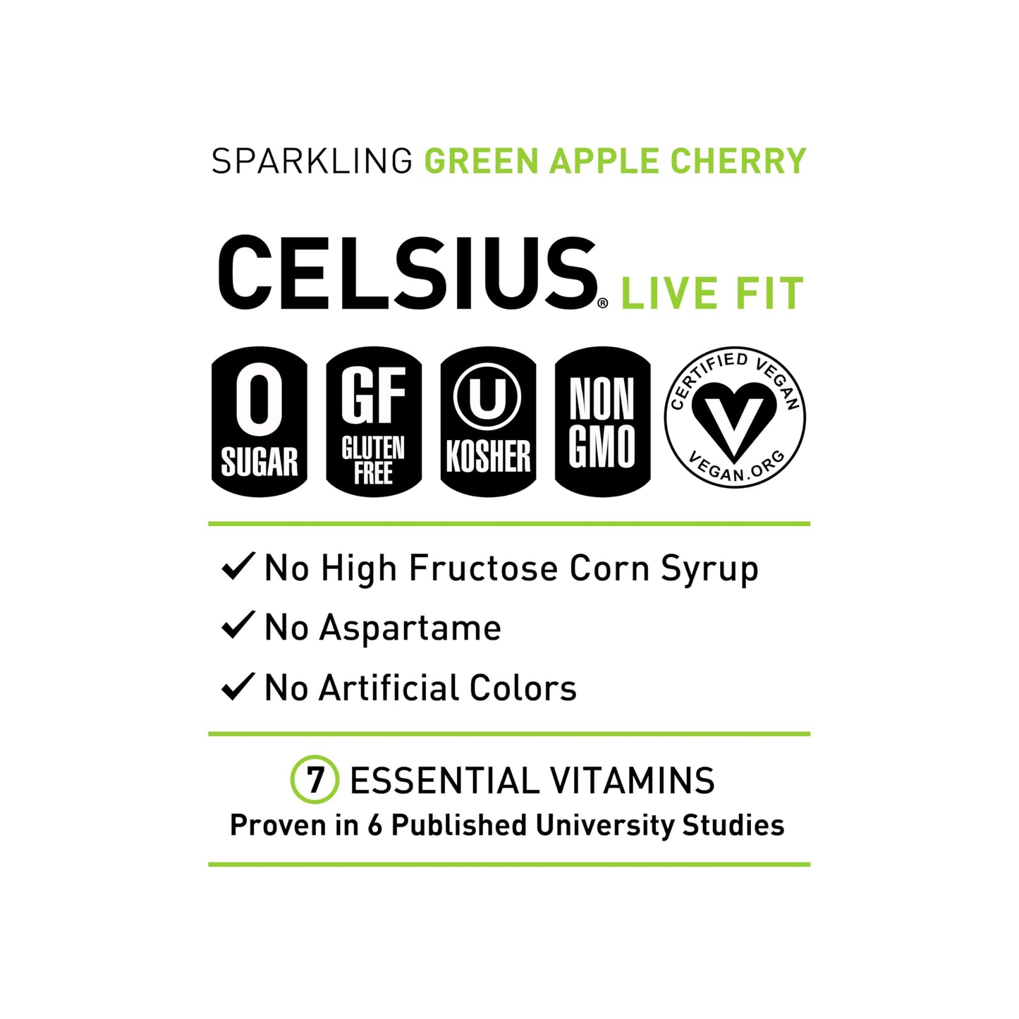 CELSIUS Sparkling Green Apple Cherry, Functional Essential Energy Drink, 12 Fl Oz CELSIUSUS supplements