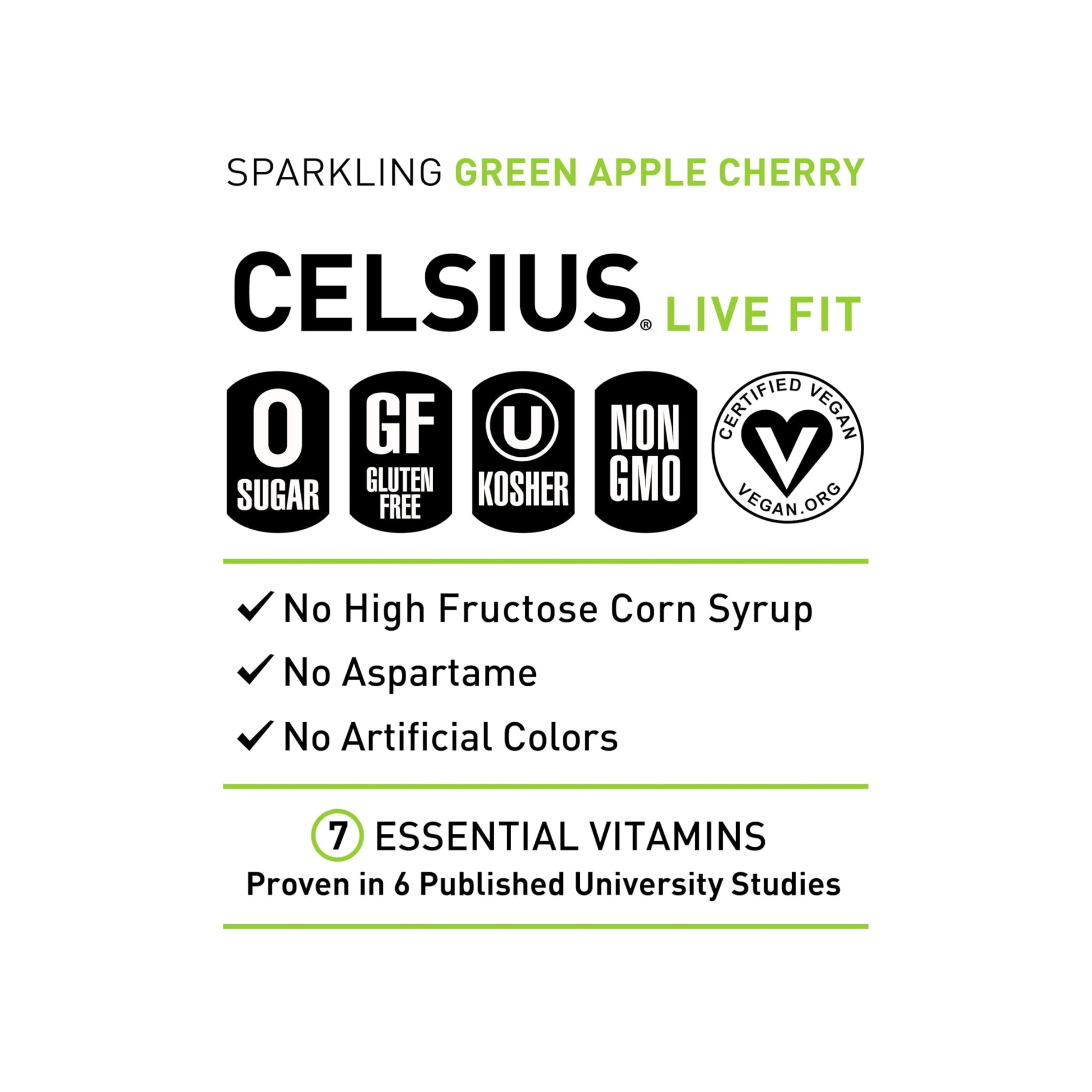 CELSIUS Sparkling Green Apple Cherry, Functional Essential Energy Drink, 12 Fl Oz CELSIUSUS supplements