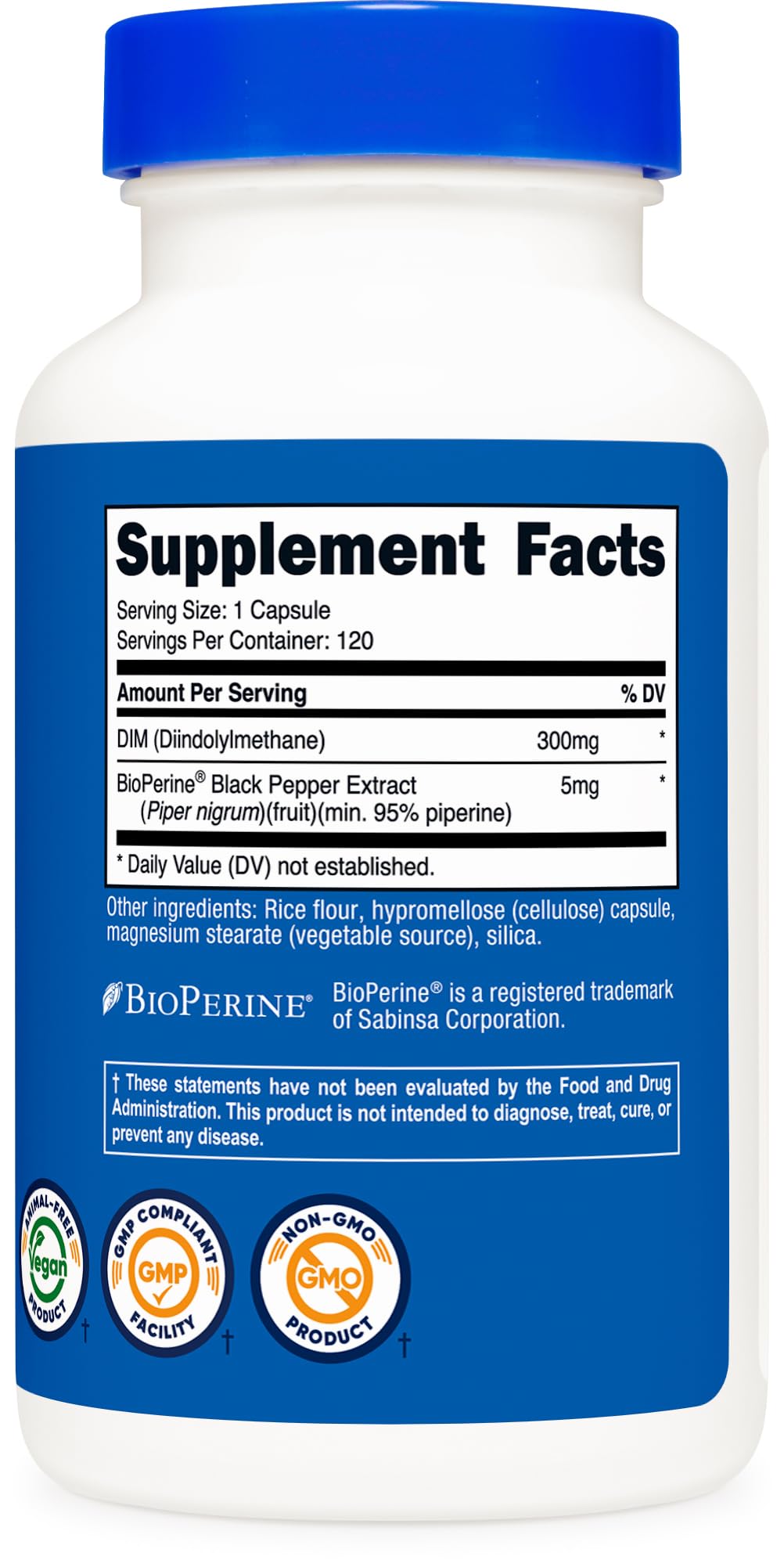 Nutricost DIM (Diindolylmethane) Plus BioPerine 300mg, 120 Vegetarian Capsules - Up to 4 Month Supply, Max Strength DIM Supplement NutricostAu supplements