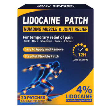 AROSLU Lidocaine Pain Relief Patches Maximum Strength Numbing Gel Patch for Back Knee Neck Shulder Joint Ache Muscle Soreness ICY Compress Topical 20-PCS AROSLUAu supplements