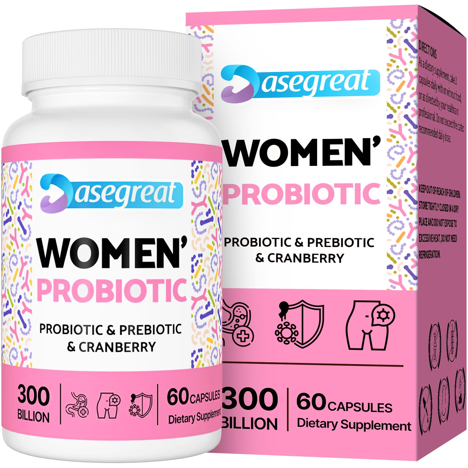 300 Billion CFUs Probiotics for Women,12 Strains Probiotics with Prebiotic Cranberry HeafetineAu supplements