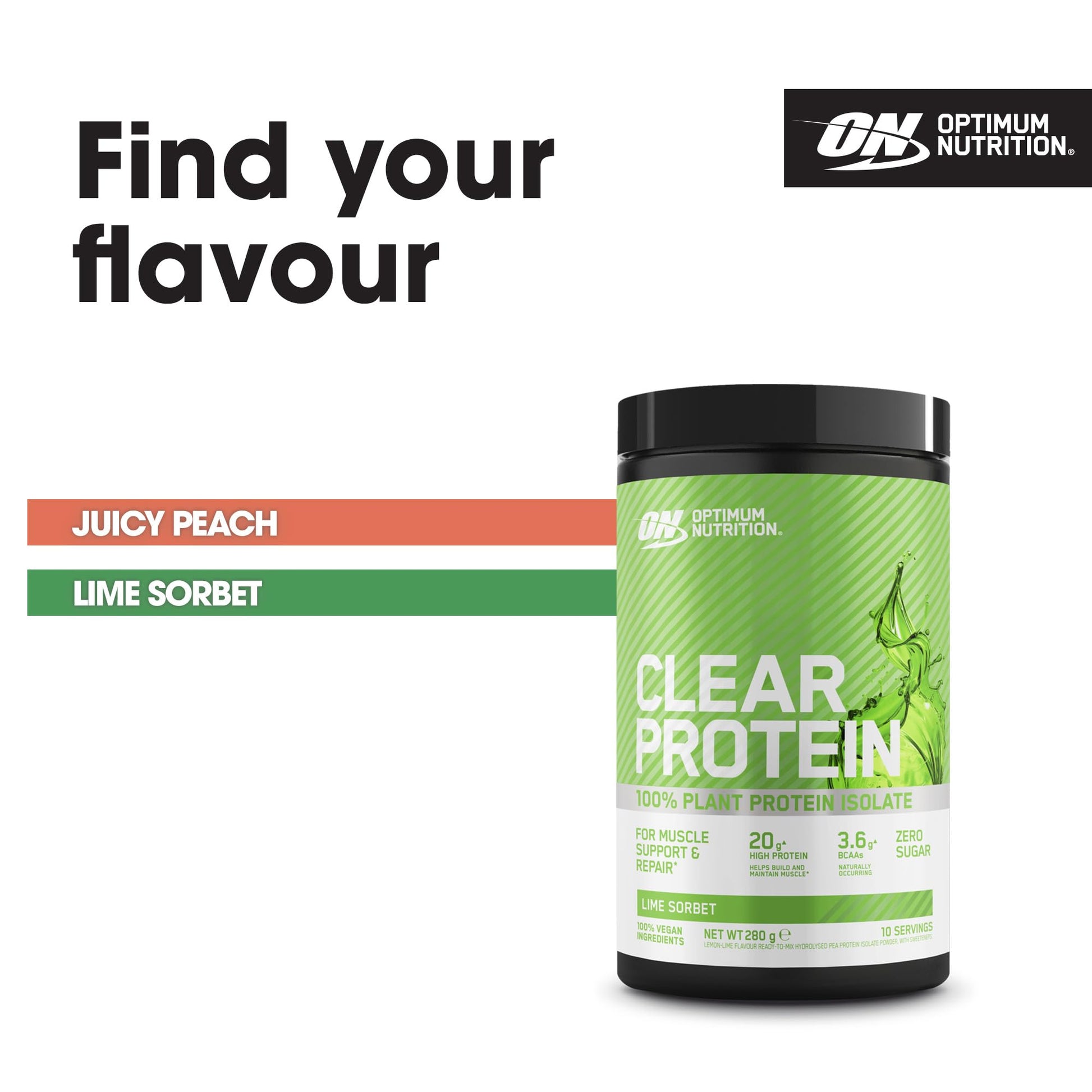 Optimum Nutrition Clear Protein 100% Plant Protein Isolate, Lime Sorbet Optimum NutritionAu supplements