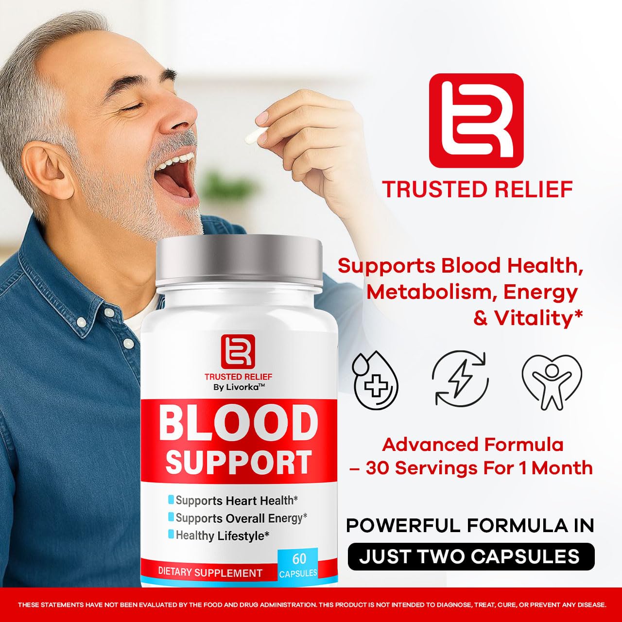 Trusted Relief Blood Support Capsules - Official TrustedRelief Blood Support Vitamin Pills, Natural Trusted Relief Advanced Premium Formula Wellness & Overal Health, 60 Capsules for 1 Month LIVORKAAu supplements