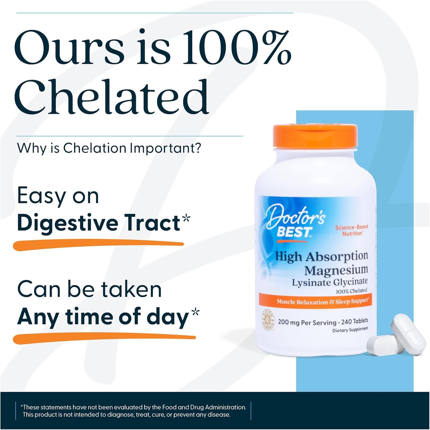 Doctor's Best High Absorption Magnesium Glycinate Lysinate Supplement for Sleep Support - Chelated Magnesium Tablets for Women & Men, 200mg per Serving, Supports Calm & Relaxation, Vegan - 120 Count Doctor's BESTAu supplements