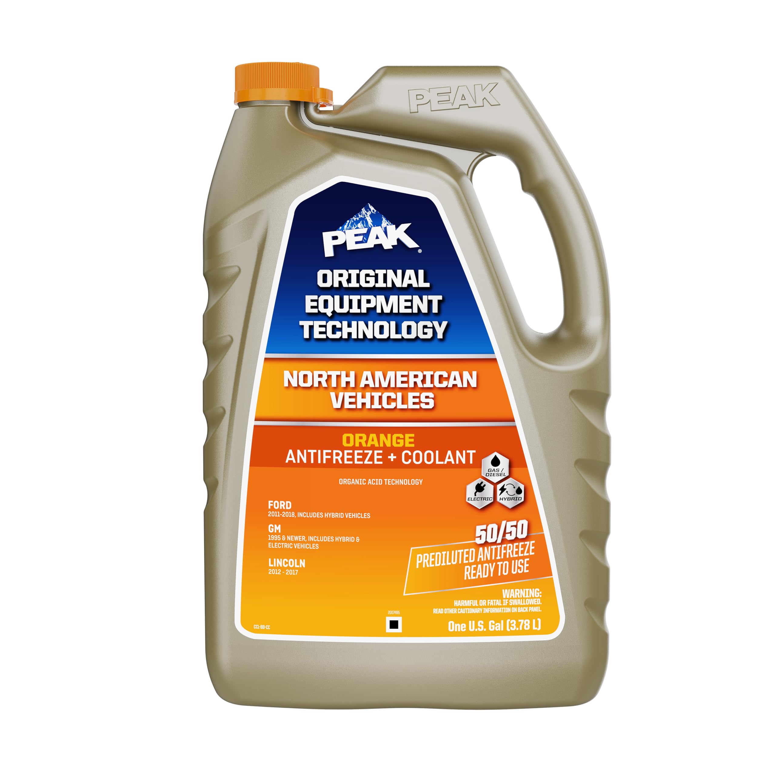 PEAK OET Extended Life Orange 50/50 Prediluted Antifreeze/Coolant for North American Vehicles, 1 Gal. PEAKAu supplements