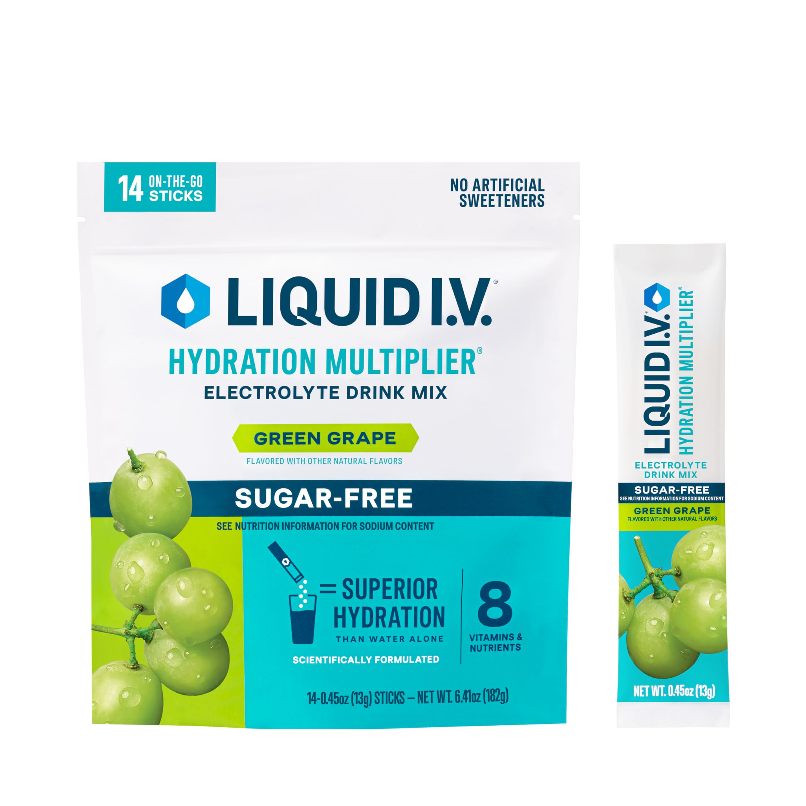 Liquid I.V.® Hydration Multiplier Sugar-Free - Green Grape | Electrolyte Powder Drink Mix | 1 Pack (14 Servings) Liquid I.V.US supplements