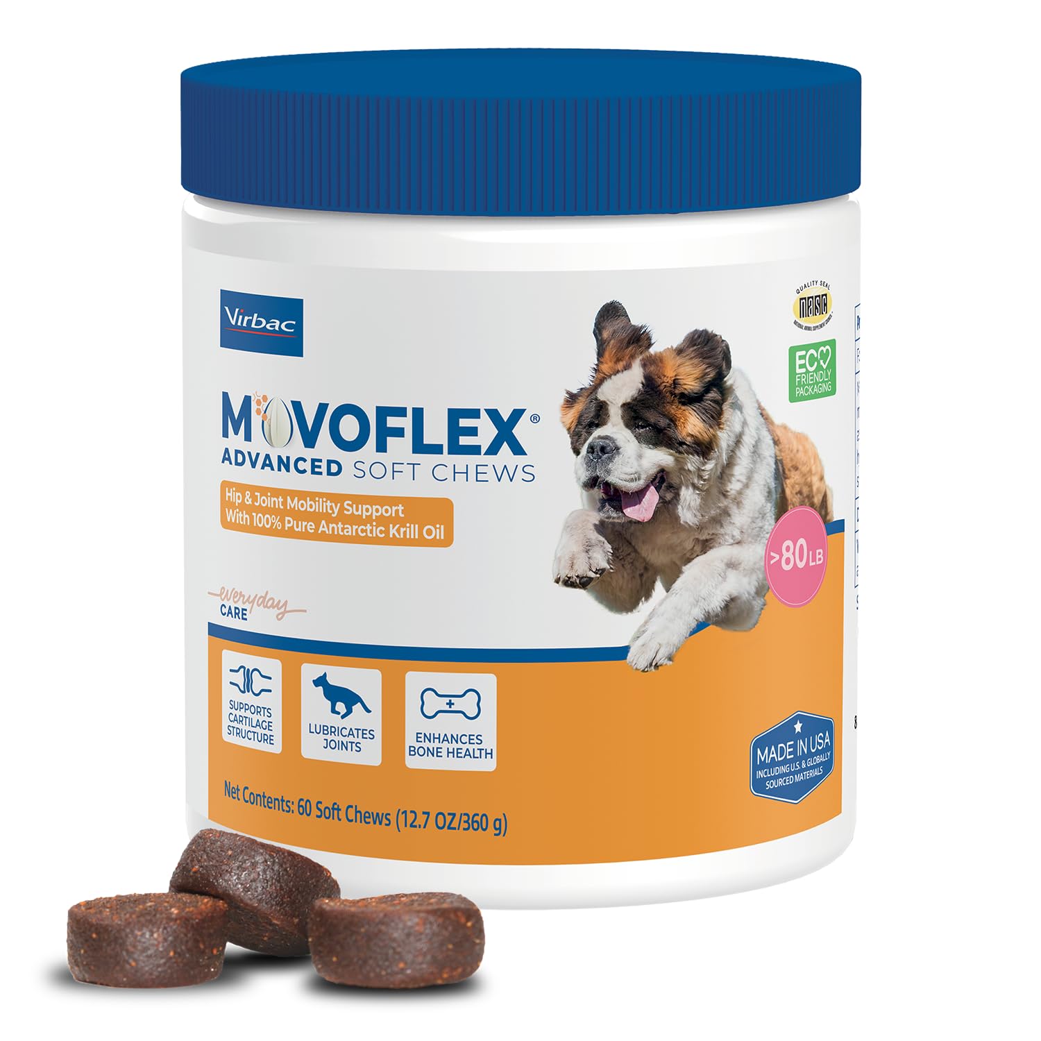 MOVOFLEX Advanced Soft Chews Hip Joint Support Supplement for Large Dogs 60 Count by Virbac MOVOFLEXAu supplements