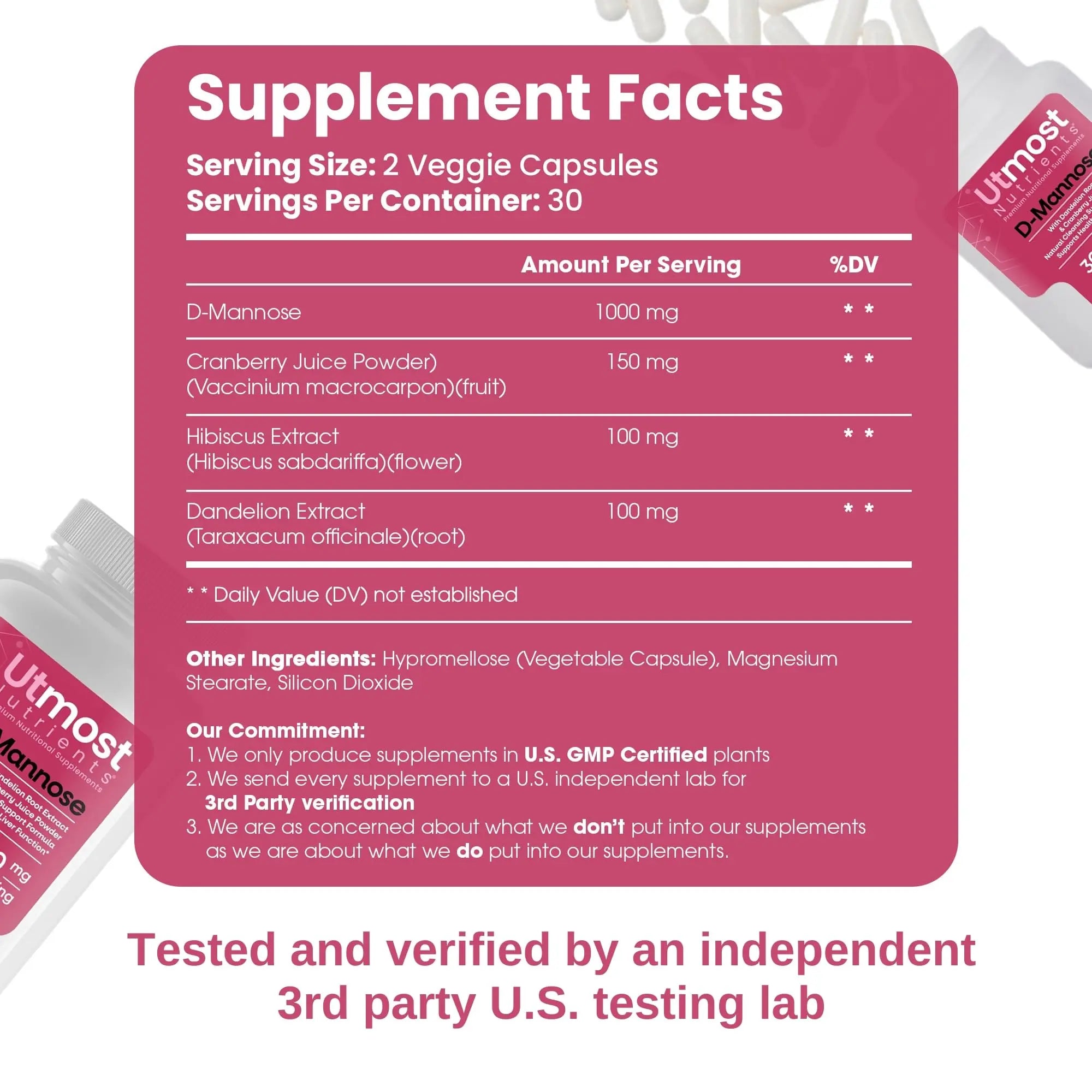 Utmost Nutrients Urinary Defense D-Mannose Supplement - Urinary Health for Women - Optimized Clinical Strength Formula Cleanses, Flushes and Rebuilds The Urinary System Utmost NutrientsAu supplements