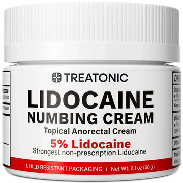 5% Lidocaine Topical Numbing Cream: Maximum Strength Topical Anesthetic Numb Cream for Pain Relief, Itching, Burning, Soreness, Hemorrhoid - Fast Acting & Long Lasting Numbing Formulation - 2.1 oz TreatonicAu supplements