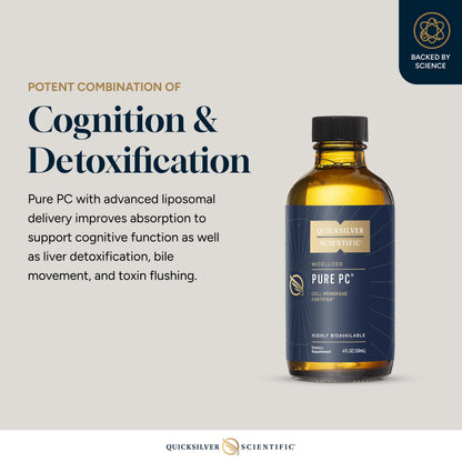 Quicksilver Scientific Micellized Pure PC - Phosphatidylcholine Liquid Supplement to Support Cellular & Liver Health - Superior Liposomal Absorption - Non-GMO Supportive Brain Supplement (4oz /120ml) Quicksilver ScientificUS supplements