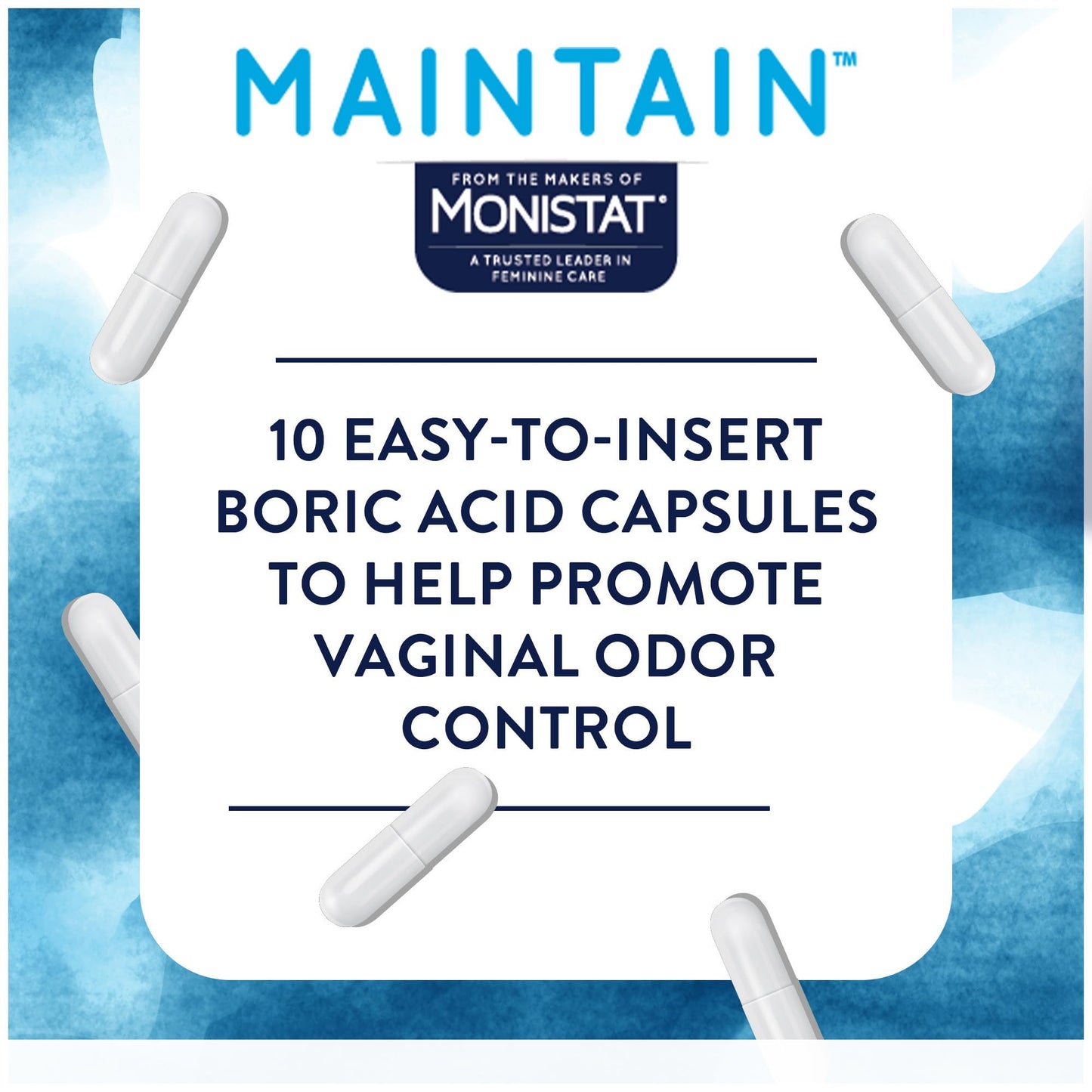 Monistat Maintain Boric Acid Odor Control Kit, 10 Feminine Wipes & 10 Boric Acid Suppositories for Women, Fragrance-Free and Non-Irritating pH Balanced Formulas to Control Vaginal Odor MonistatUS supplements