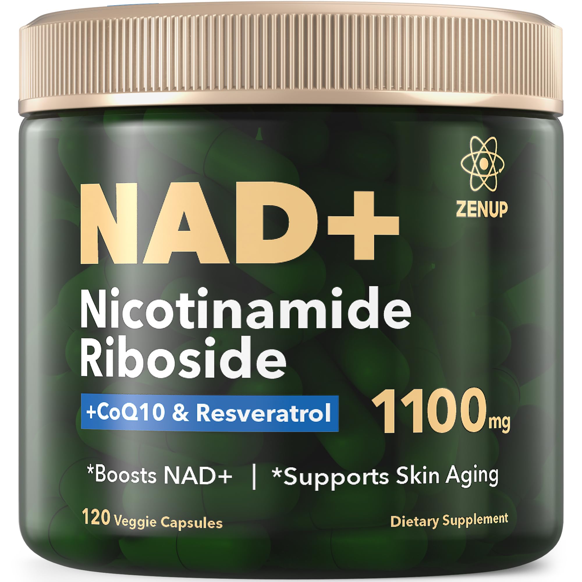 ZenUP NAD+ Supplement | 1100mg Liposomal Nicotinamide Riboside with Resveratrol & Quercetin | Anti-Aging, Cellular Energy, Mental Focus | 120 Caps ZenUPAu supplements