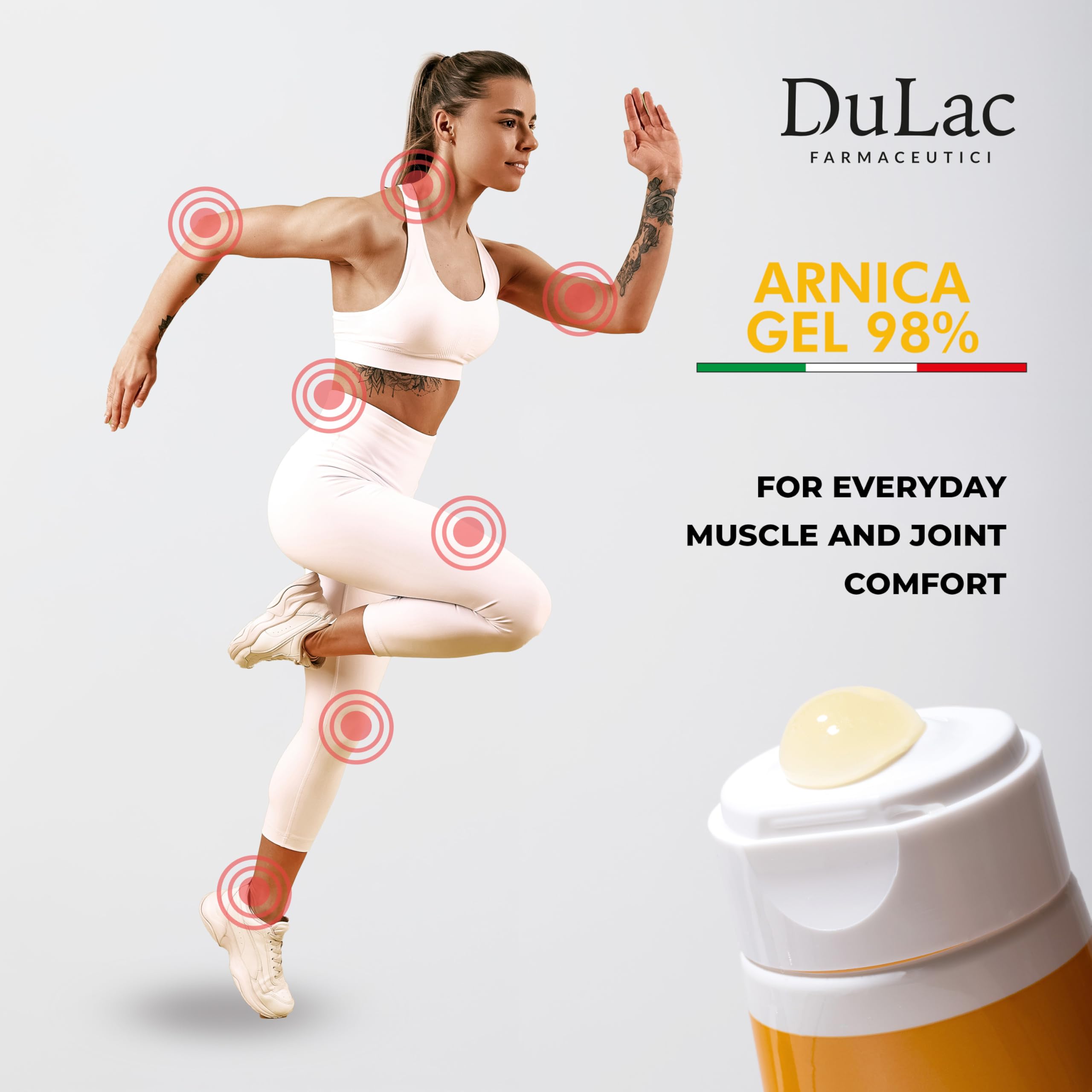 Dulac Arnica Body Massage Gel – Water-Based Cosmetic Massage Gel with Arnica Montana, Fast-Absorbing Lightweight Texture, Non-Greasy Feel, Dermatologically Tested, 3.38 Fl Oz DULÀC FARMACEUTICI 1982Au supplements