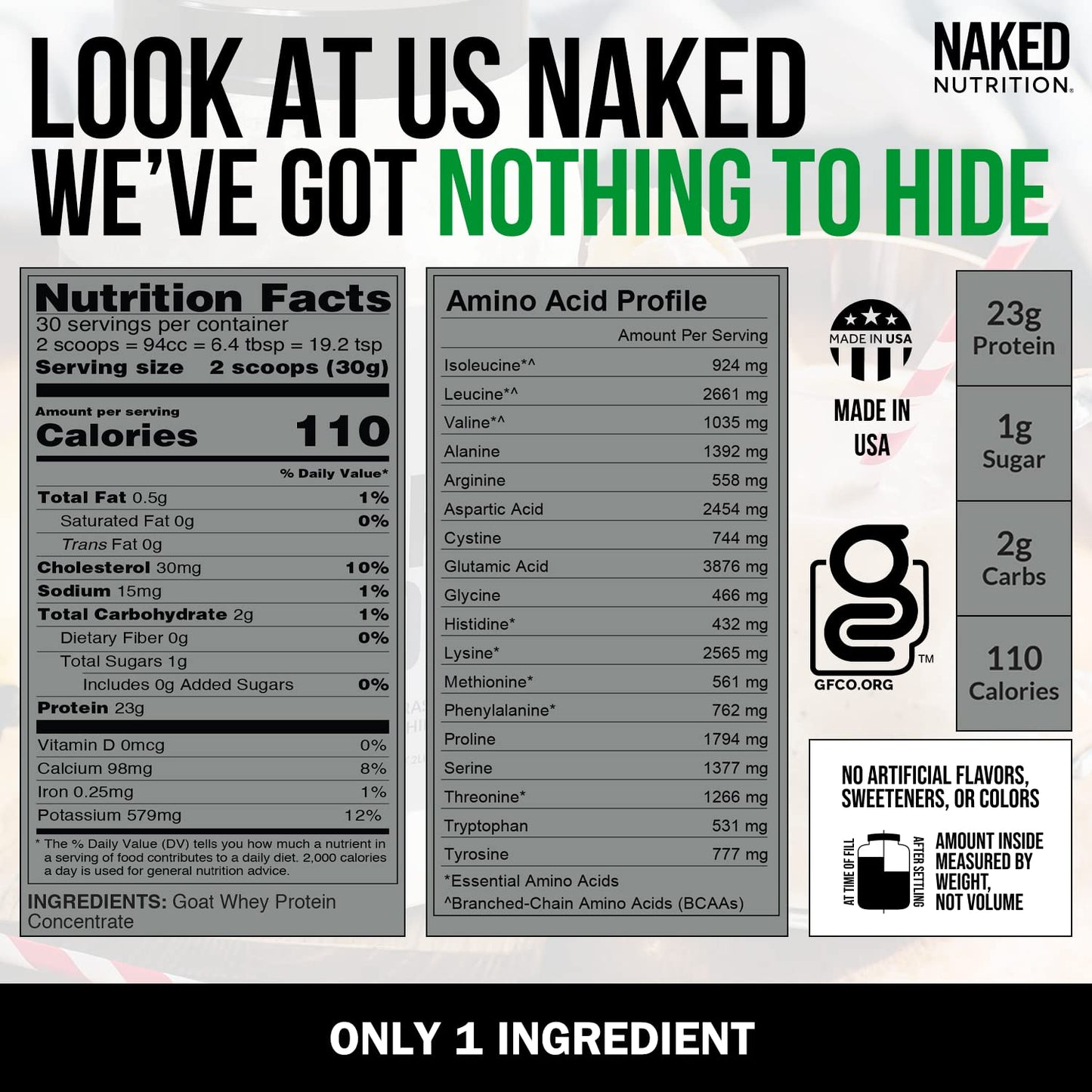 NAKED nutrition Naked Goat - Pasture Fed Goat Whey Protein Powder from Small-Herd NAKEDUS supplements