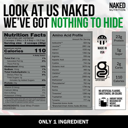 NAKED nutrition Naked Goat - Pasture Fed Goat Whey Protein Powder from Small-Herd NAKEDUS supplements