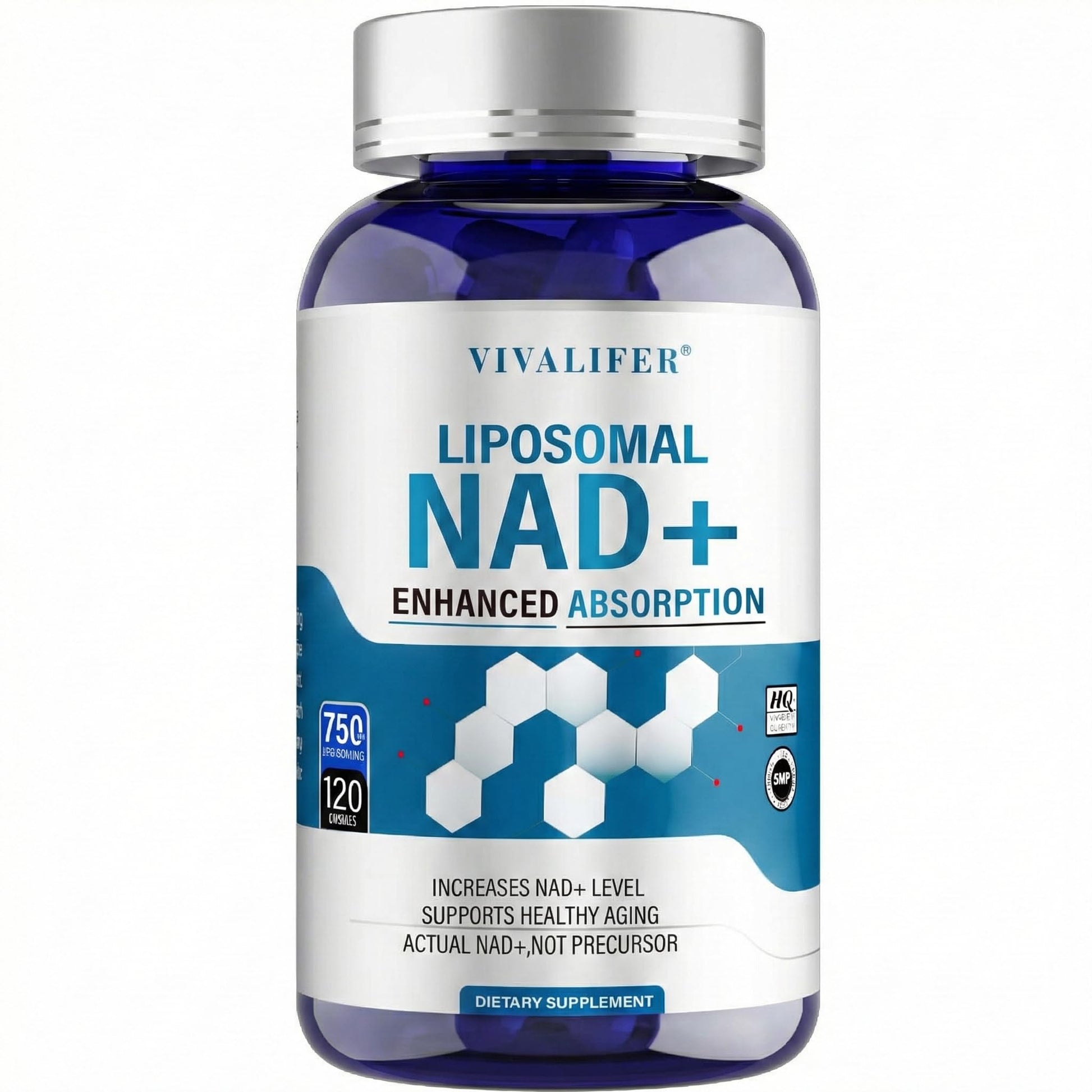 Liposomal NAD+ Supplement 750mg - 120 Capsules NMN Alternative Superior Absorption & Bioavailability -True Nicotinamide Adenine Dinucleotide for Cellular Energy, DNA Repair Support & Healthy Aging DQQIAu supplements