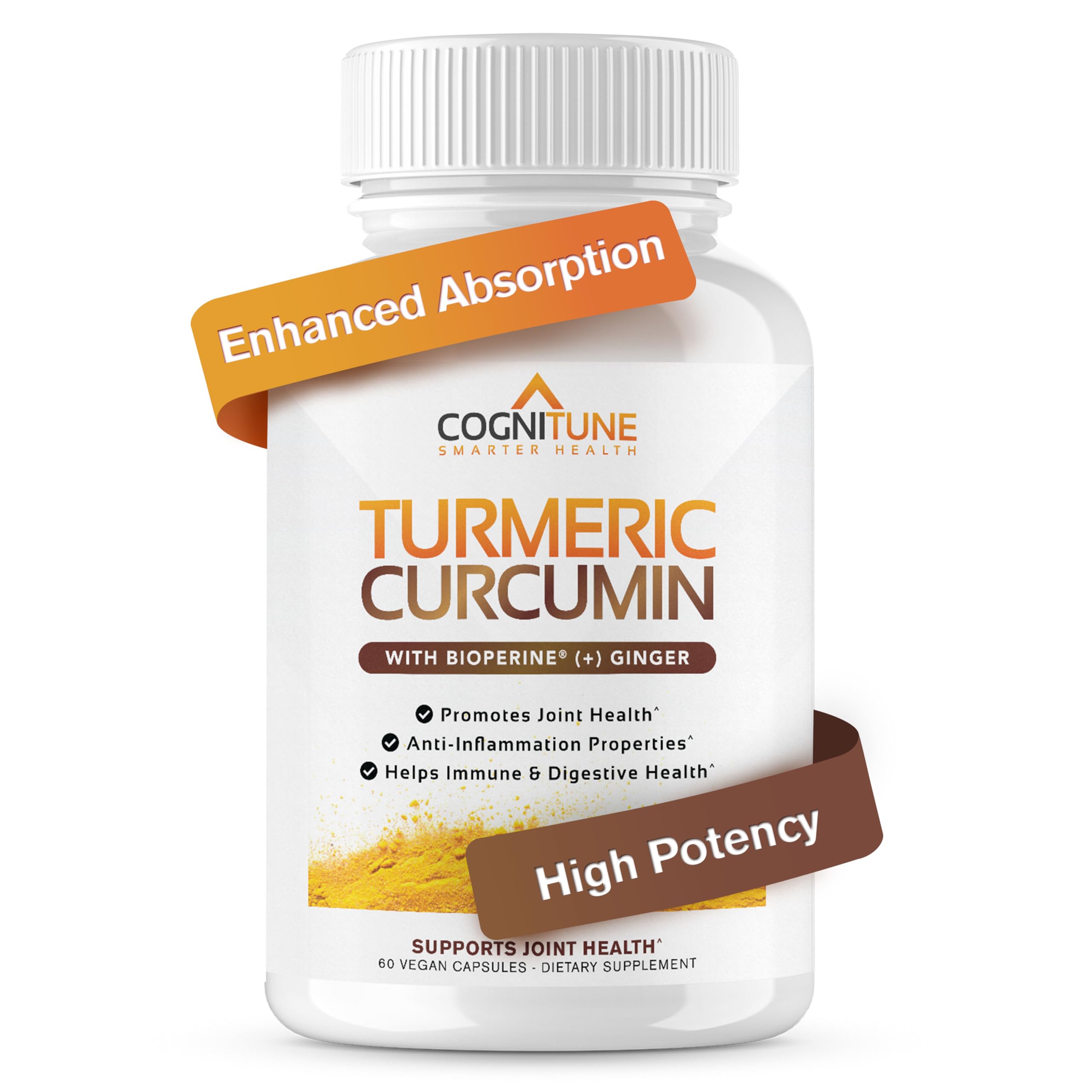Organic Turmeric & Ginger Capsules - Turmeric Curcumin with Ginger & BioPerine, 95% Curcuminoids - Joint, Digestion, Immunity Support, Black Pepper Extract for Increased Absorption CogniTuneAu supplements