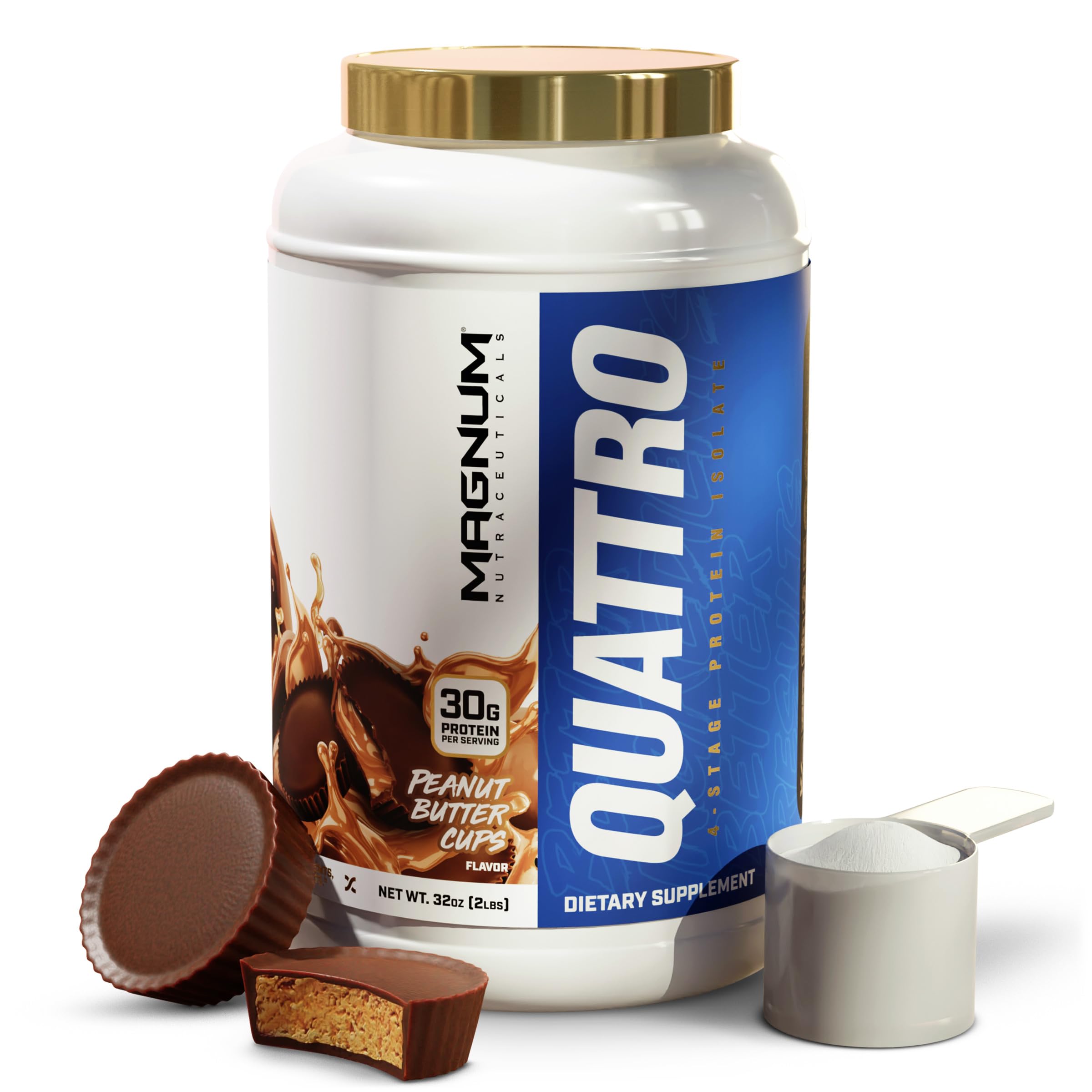 Magnum Nutraceuticals Quattro -, Peanut Butter Cups, 2LB - May Support Muscle Growth QUATTROAu supplements