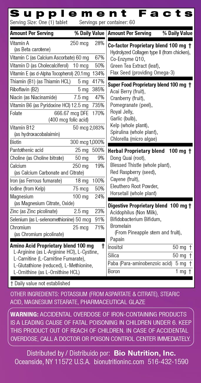 Bio Nutrition Women Wellness Tabs, 60 Count Bio NutritionAu supplements