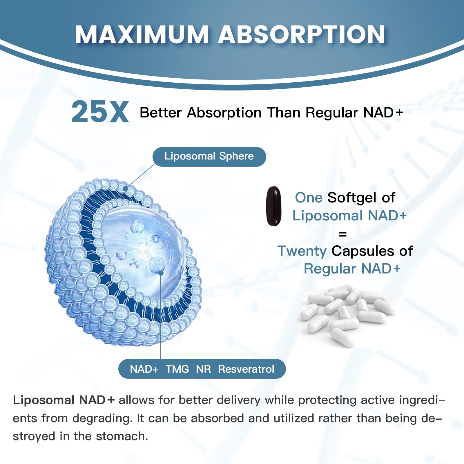 inGreens Liposomal NAD+ Supplement 1800 mg with Nicotinamide Riboside, Trans Resveratrol, Trimethylglycine，Replaces NMN, Boost NAD+, Aging Defense，Cellular Energy, 120 Softgels inGreensAu supplements