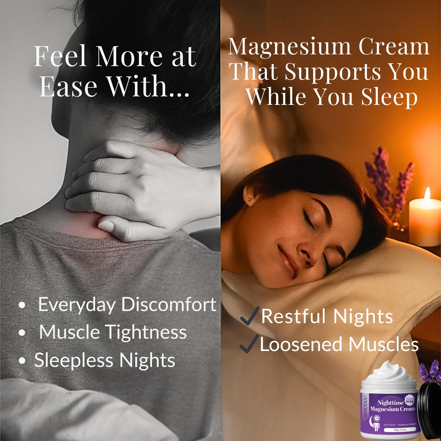 Magnesium Lotion for Sleep & Calm, Topical Magnesium Cream for Relaxation, Nightly Calm, Better Sleep, and for Leg Cramps & Pain SHUIKUAu supplements