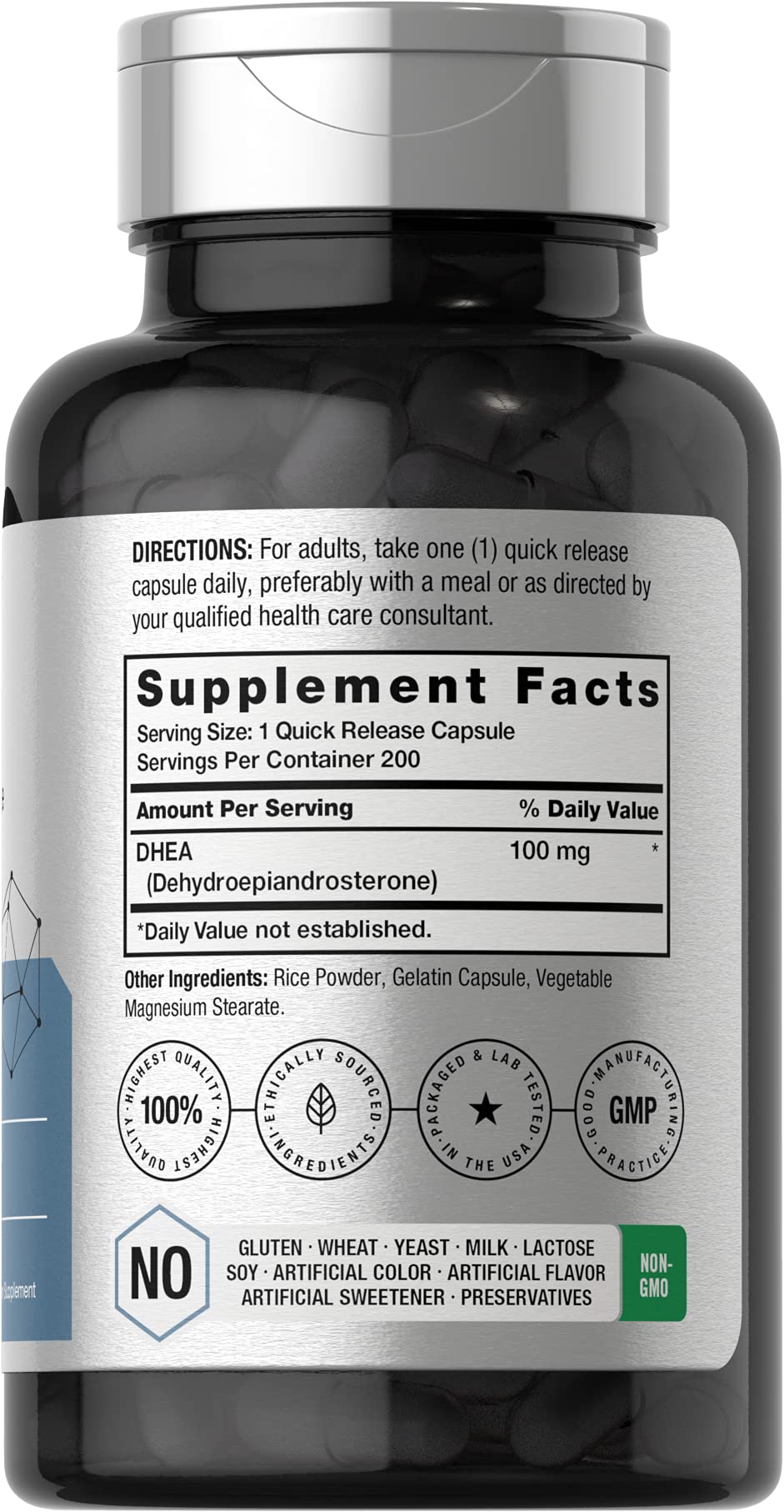 DHEA 100mg | 200 Capsules | Non-GMO, Gluten Free Supplement | by Horbaach HorbäachAu supplements