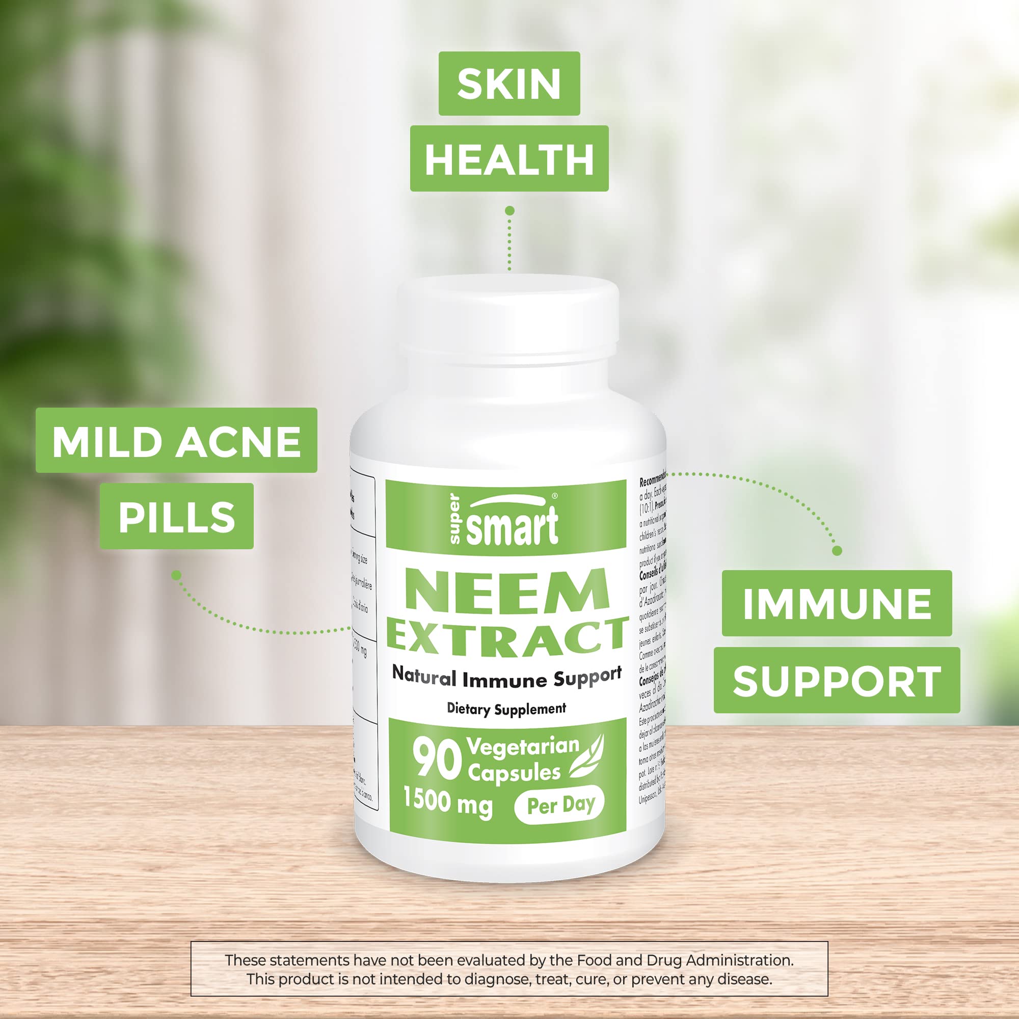 Supersmart - Neem Supplement 1500 mg per Day (Azadirachta Indica Leaf Oil Extract) SupersmartUS supplements