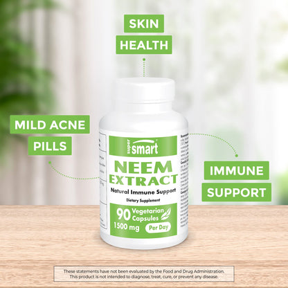 Supersmart - Neem Supplement 1500 mg per Day (Azadirachta Indica Leaf Oil Extract) SupersmartUS supplements