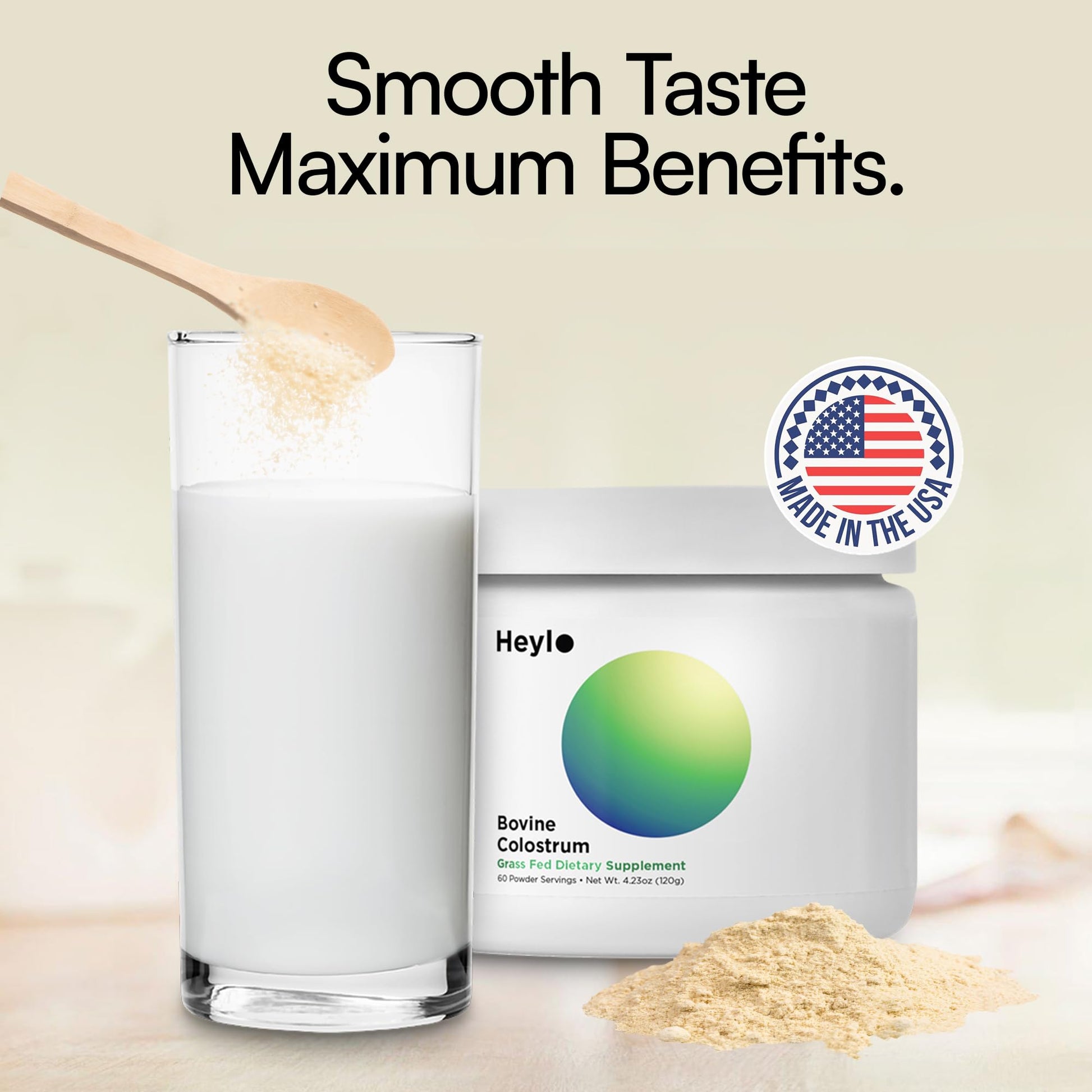 Heylo Premium Colostrum Powder – 100% Pure, Grass-Fed Bovine 40% IgG Supplement, Natural Gut Health Bloating Immunity Skin & Hair, Muscle Recovery, Rich in Immunoglobulins, 60 Servings Heylo HealthAu supplements