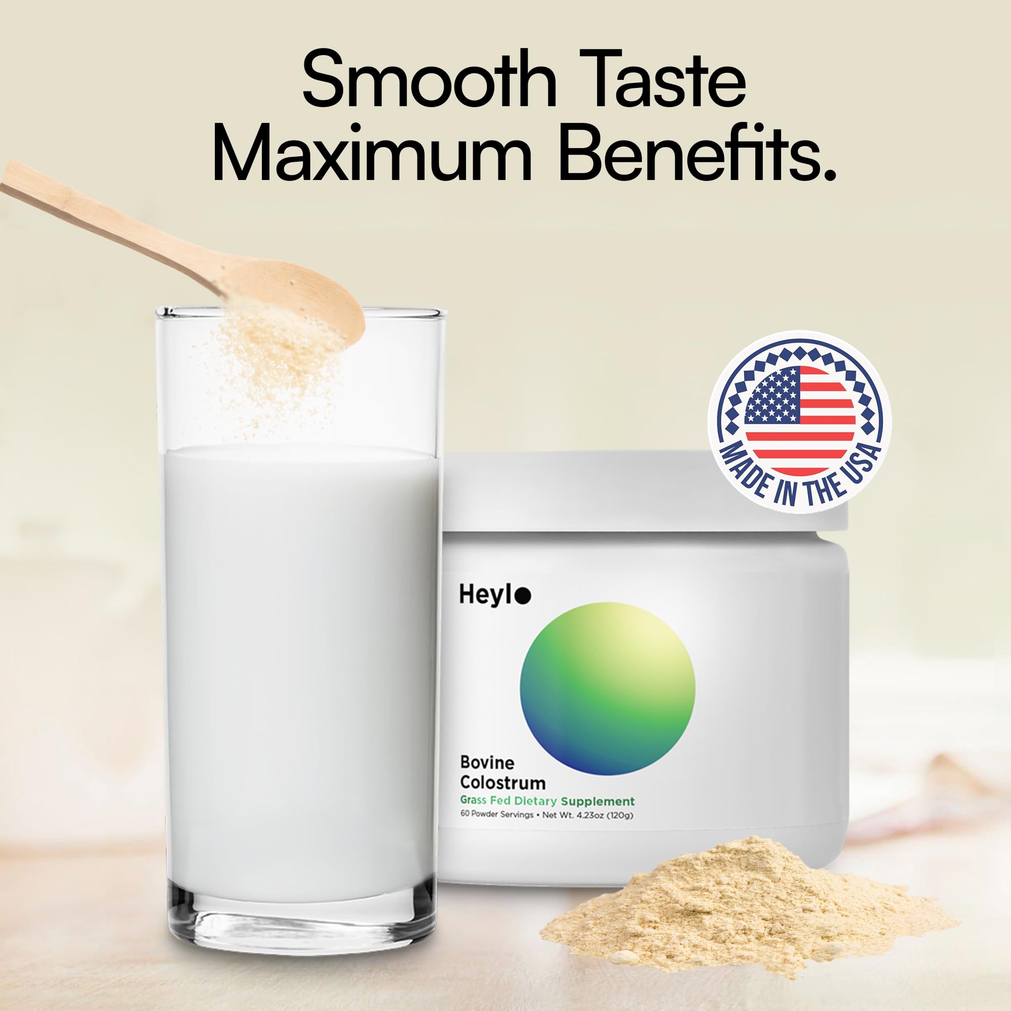 Heylo Premium Colostrum Powder – 100% Pure, Grass-Fed Bovine 40% IgG Supplement, Natural Gut Health Bloating Immunity Skin & Hair, Muscle Recovery, Rich in Immunoglobulins, 60 Servings Heylo HealthAu supplements