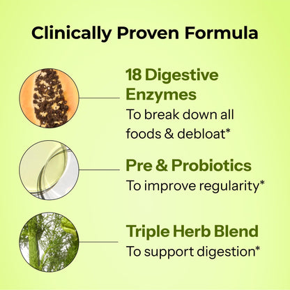 HUM Flatter Me Digestive Enzymes Plus Prebiotics & Probiotics, Digestive Health Bloating Supplement for Women & Men, Fast Acting Anti Bloat Pills Multi Enzyme HUMUS supplements