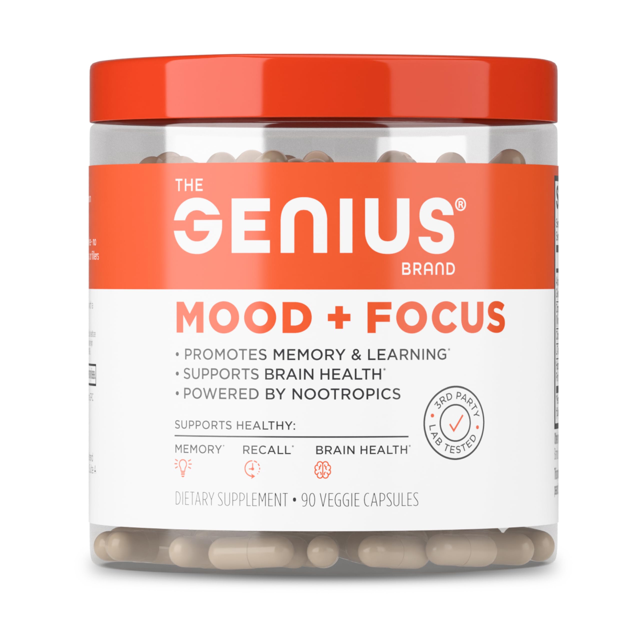 The Genius Brand Mood + Focus Nootropic – 400mg Organic Lion’s Mane, Alpha GPC & Citicoline – Memory & Focus Supplement – 30 Servings The Genius BrandUS supplements