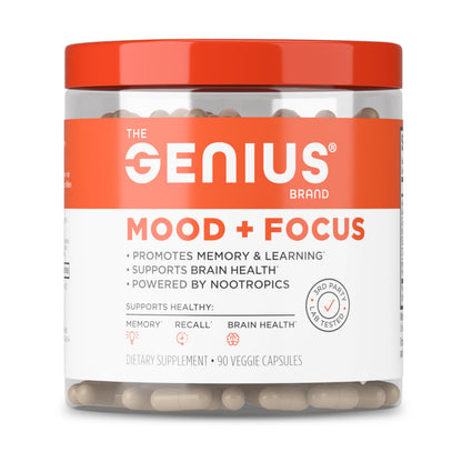 The Genius Brand Mood + Focus Nootropic – 400mg Organic Lion’s Mane, Alpha GPC & Citicoline – Memory & Focus Supplement – 30 Servings The Genius BrandUS supplements