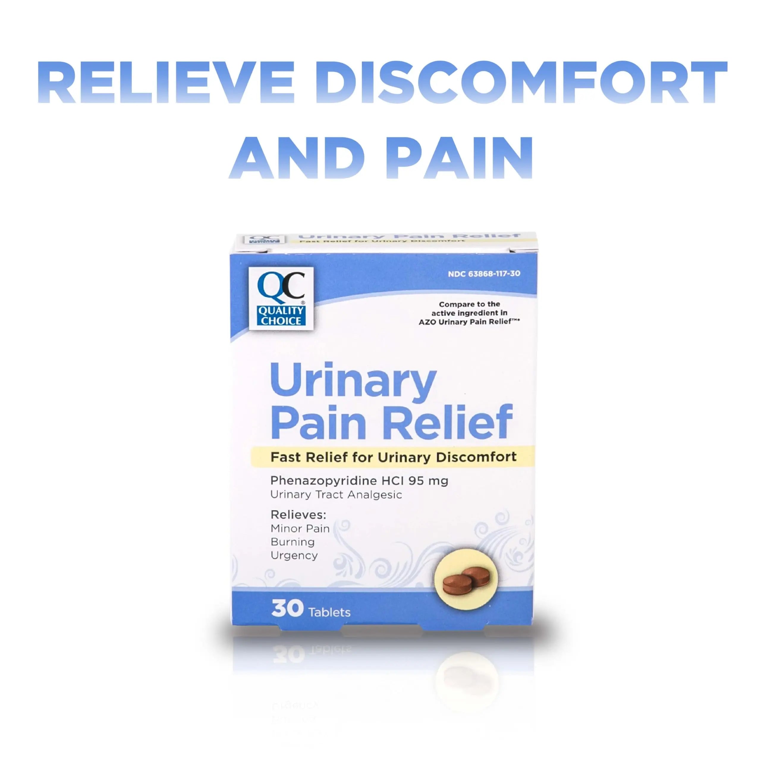 Quality Choice Fast Acting Urinary Pain Relief, Phenazopyridine Hydrochloride 95mg, Relieves UTI Pain, Burning, Frequent Urination, Bladder Discomfort, Urgency. One 30 Tablet Box (30 Total Tablets) Quality ChoiceAu supplements