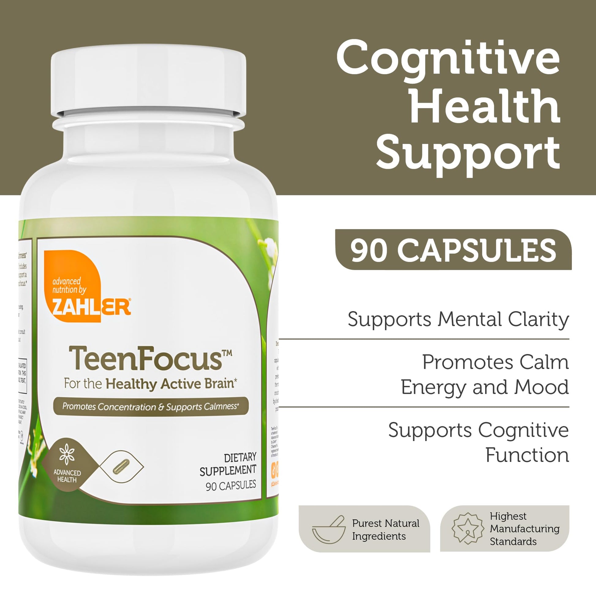 Zahler TeenFocus, Advanced Formula for Improved Focus & Concentration, Certified Kosher, 90 Capsules ZahlerAu supplements