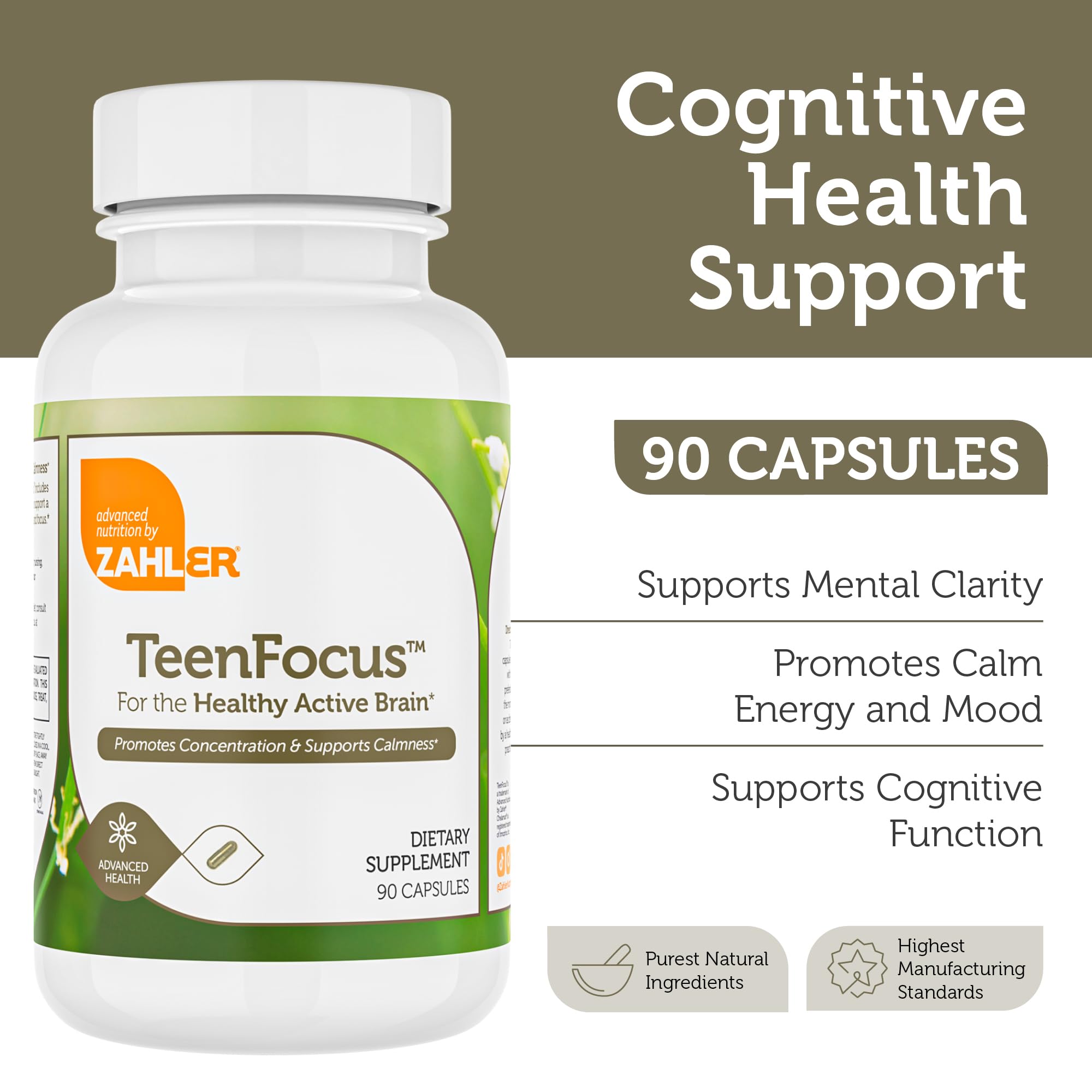 Zahler TeenFocus, Advanced Formula for Improved Focus & Concentration, Certified Kosher, 90 Capsules ZahlerAu supplements
