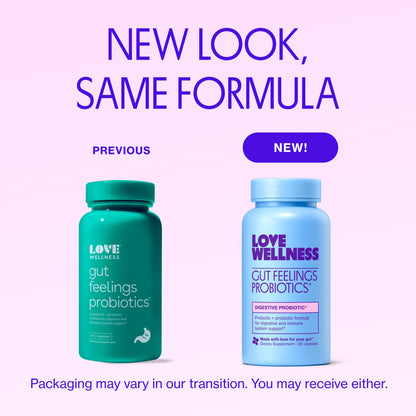 Love Wellness Gut Feelings Probiotic | Gut Health for Women, Digestion Relief & Immune Support Supplement | Womens Probiotic for Gas Relief | 3 Billion CFU | Safe Prebiotic and Postbiotic | 30 Count Love WellnessUS supplements