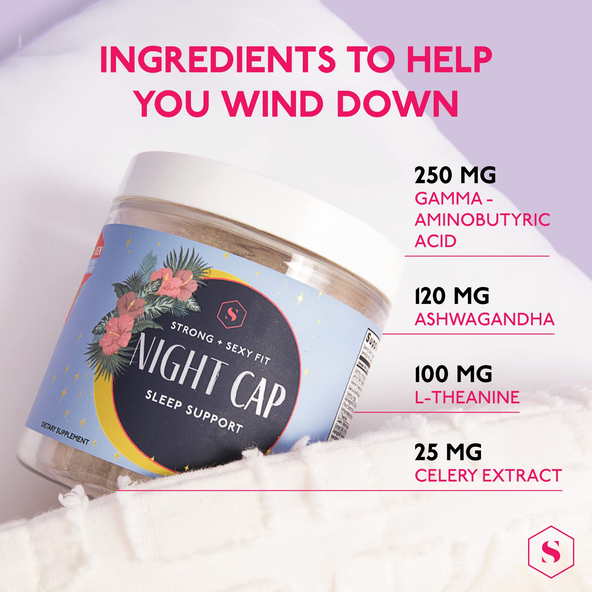 Strong + Sexy Fit Night Cap Sleep Support, Supplement to Help You Fall Asleep Faster Strong + Sexy FitUS supplements